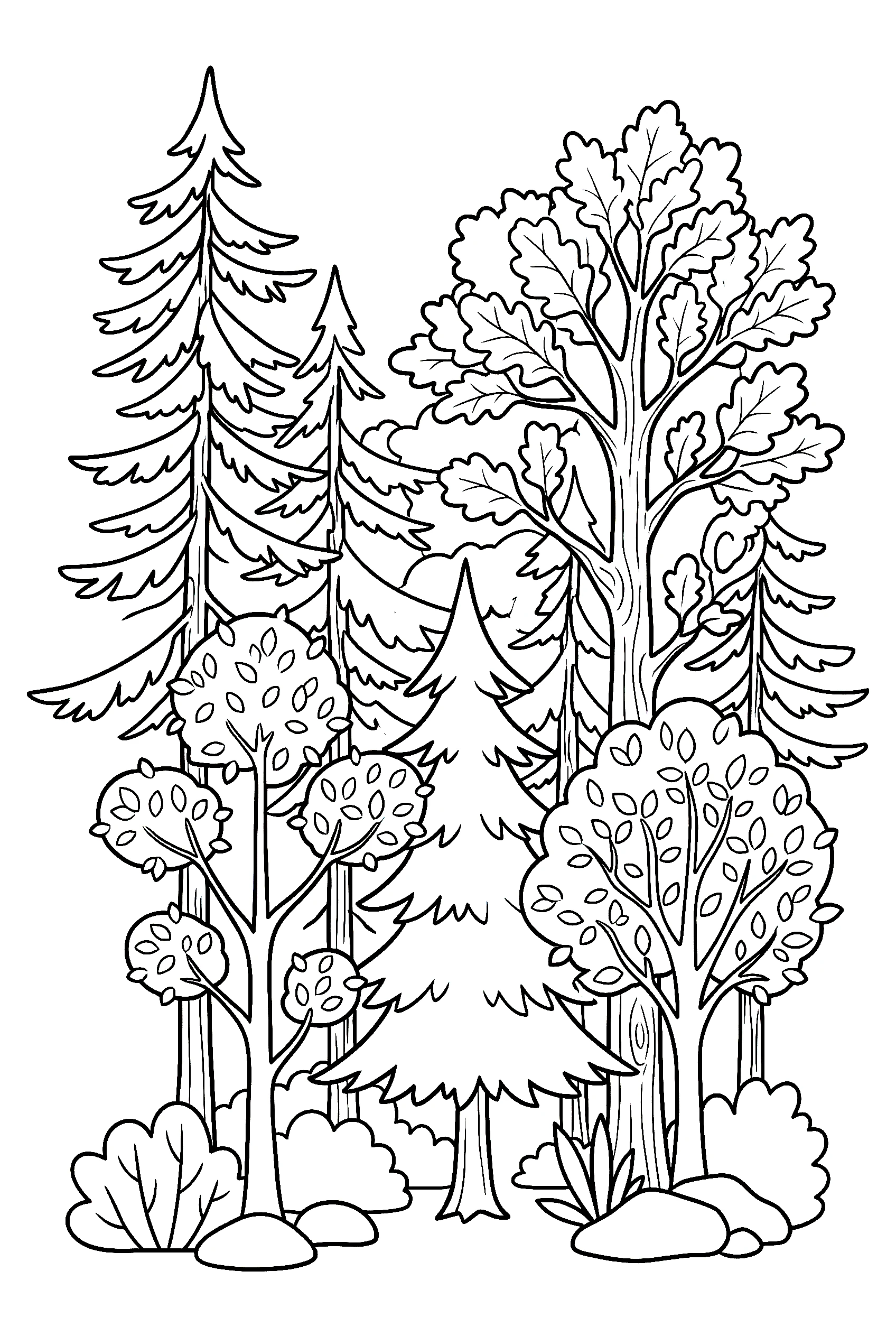 forest trees landscape drawing for kids