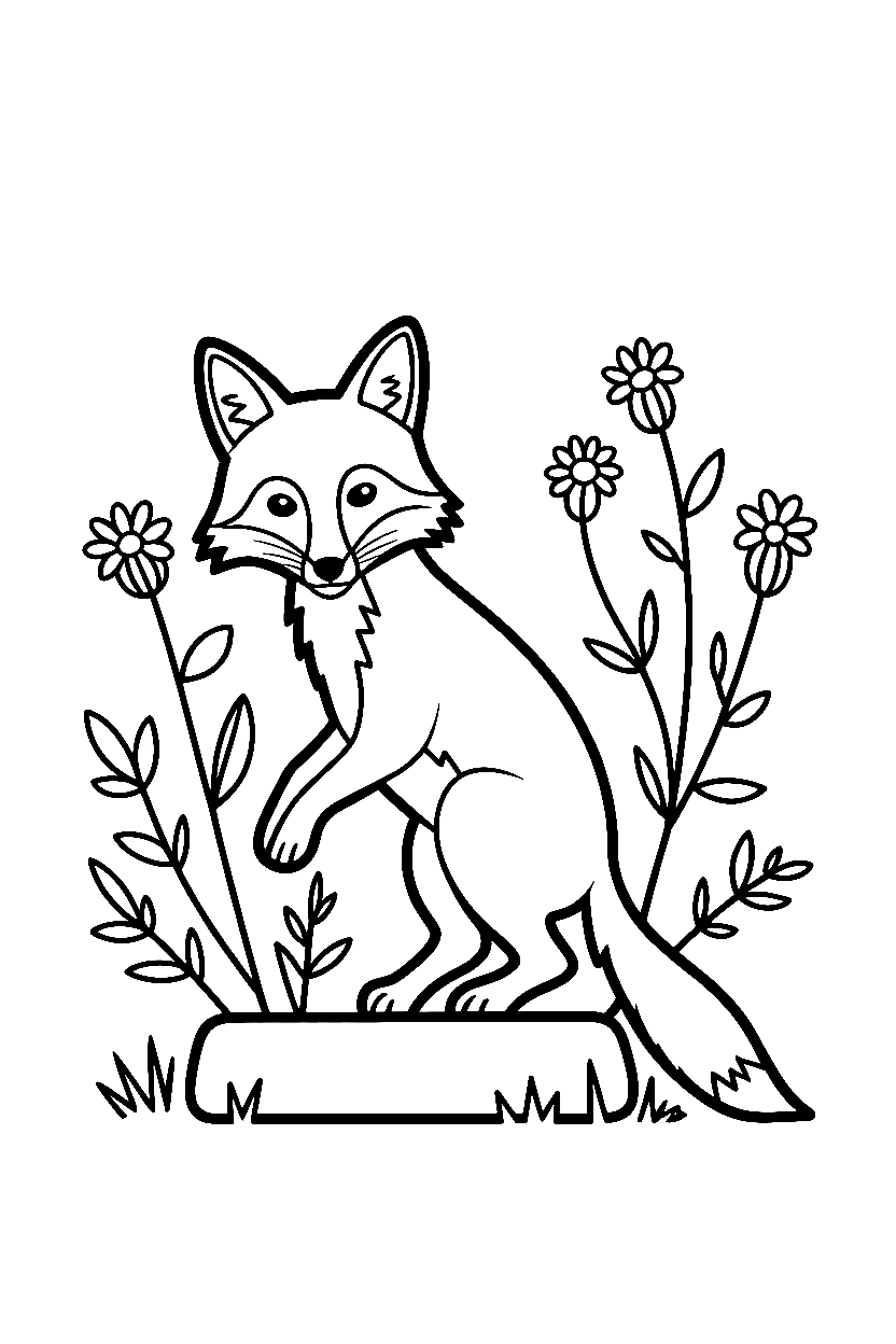 fox pulling flat stone wildflowers printable sheet fox pulling flat stone wildflowers printable sheet