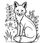 fox-resting-hillside-berries-coloring-pages