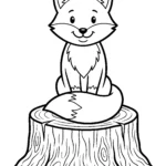 Fox Coloring Pages & Printable Sheets fox-sitting-on-stump-coloring-pages