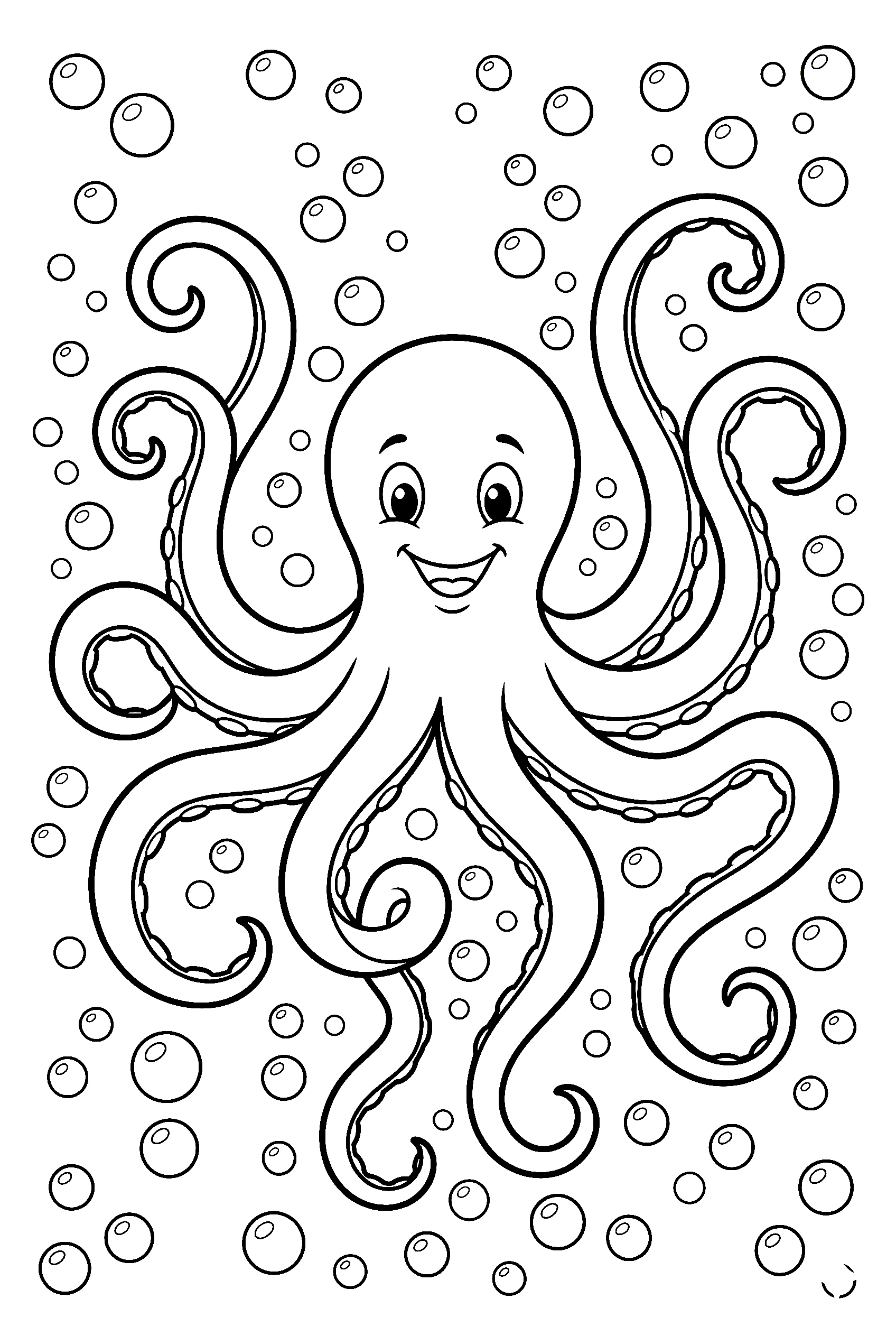 friendly octopus underwater printable sheet