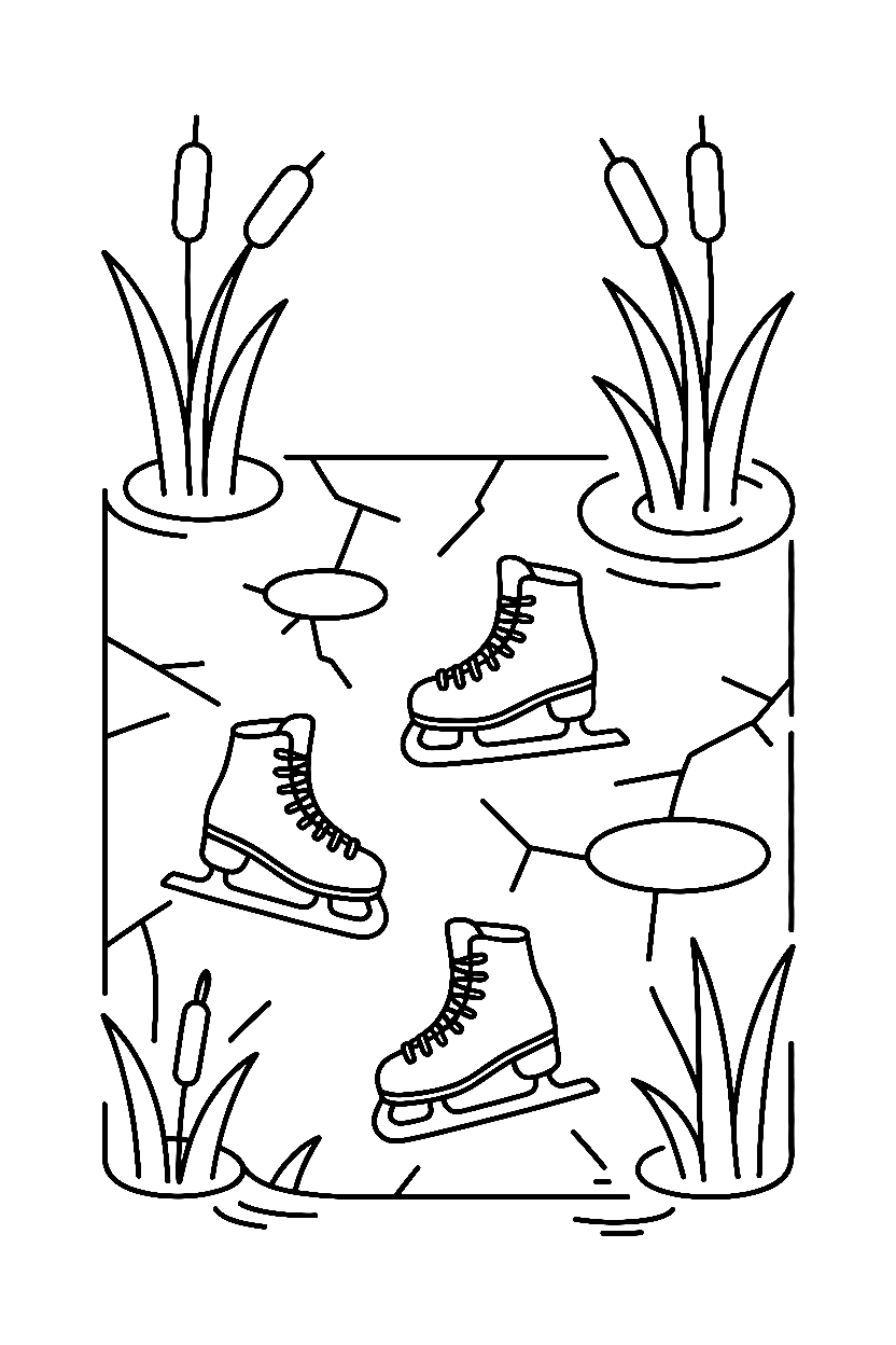 frozen pond skating drawing