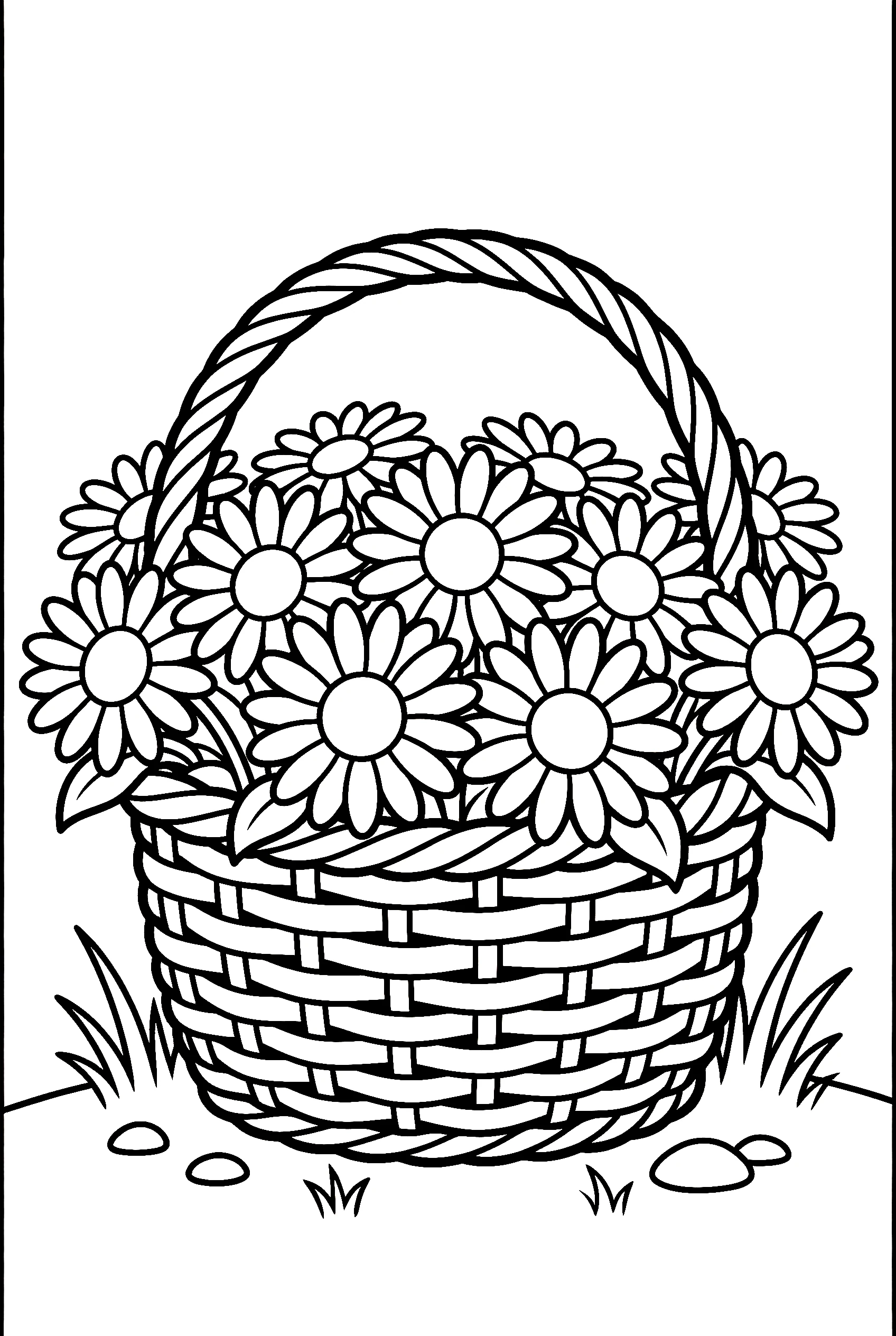 garden basket picked daisies printable sheet