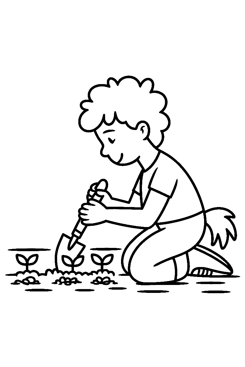 gardener planting seedlings row coloring pages gardener planting seedlings row coloring pages