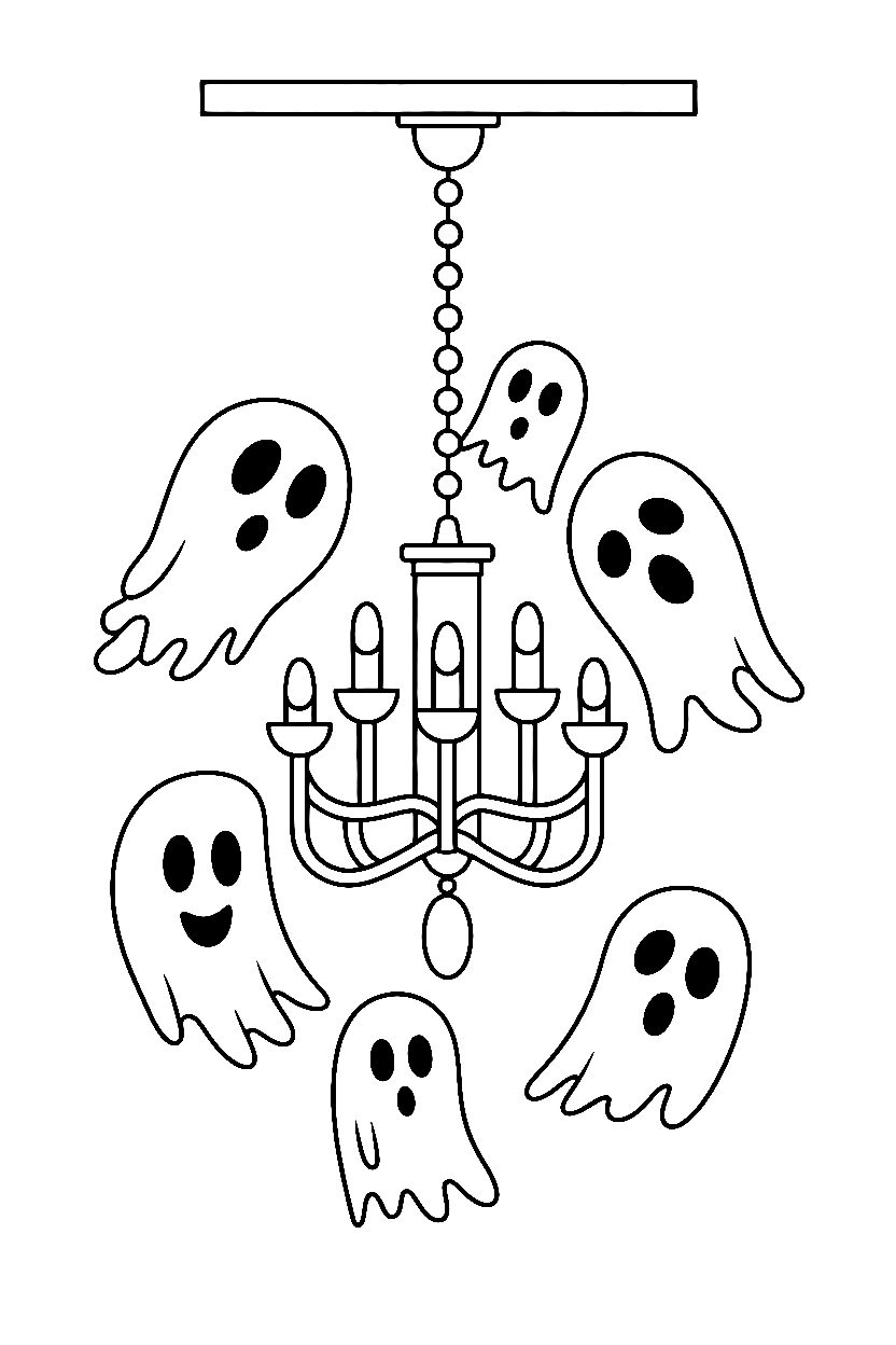 ghost chandelier floating coloring pages