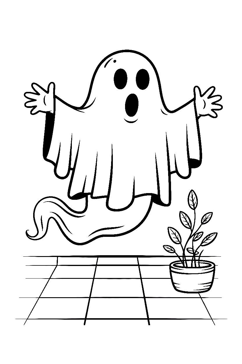 ghost hallway floating coloring pages