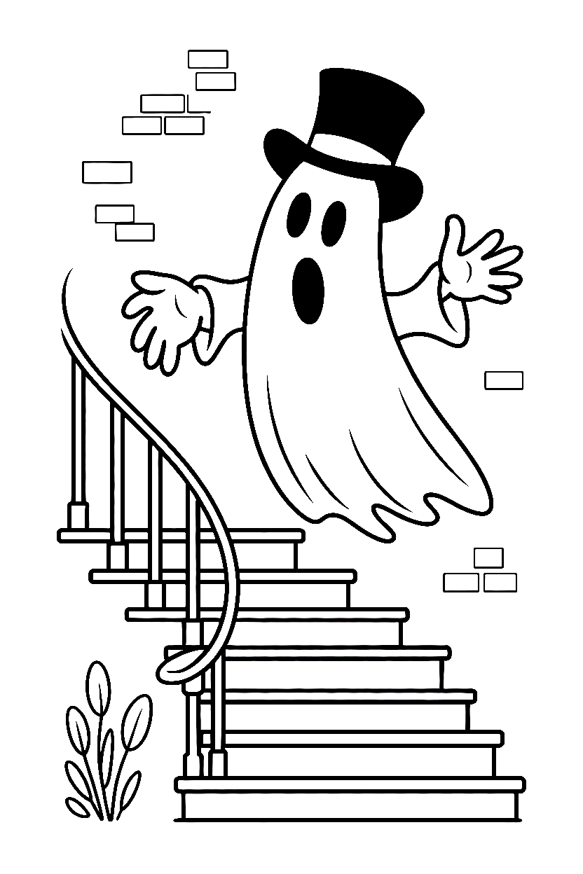 ghost mansion staircase drawing