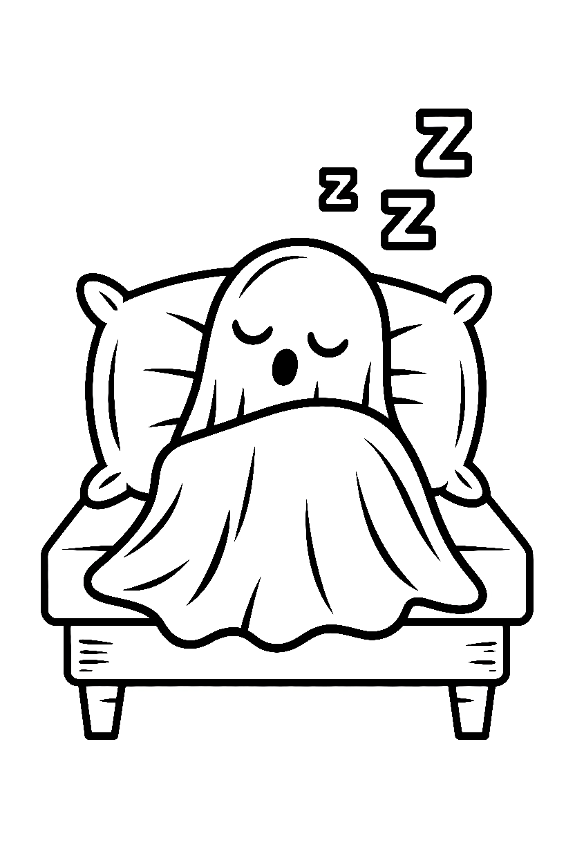 ghost sleeping pillow coloring pages