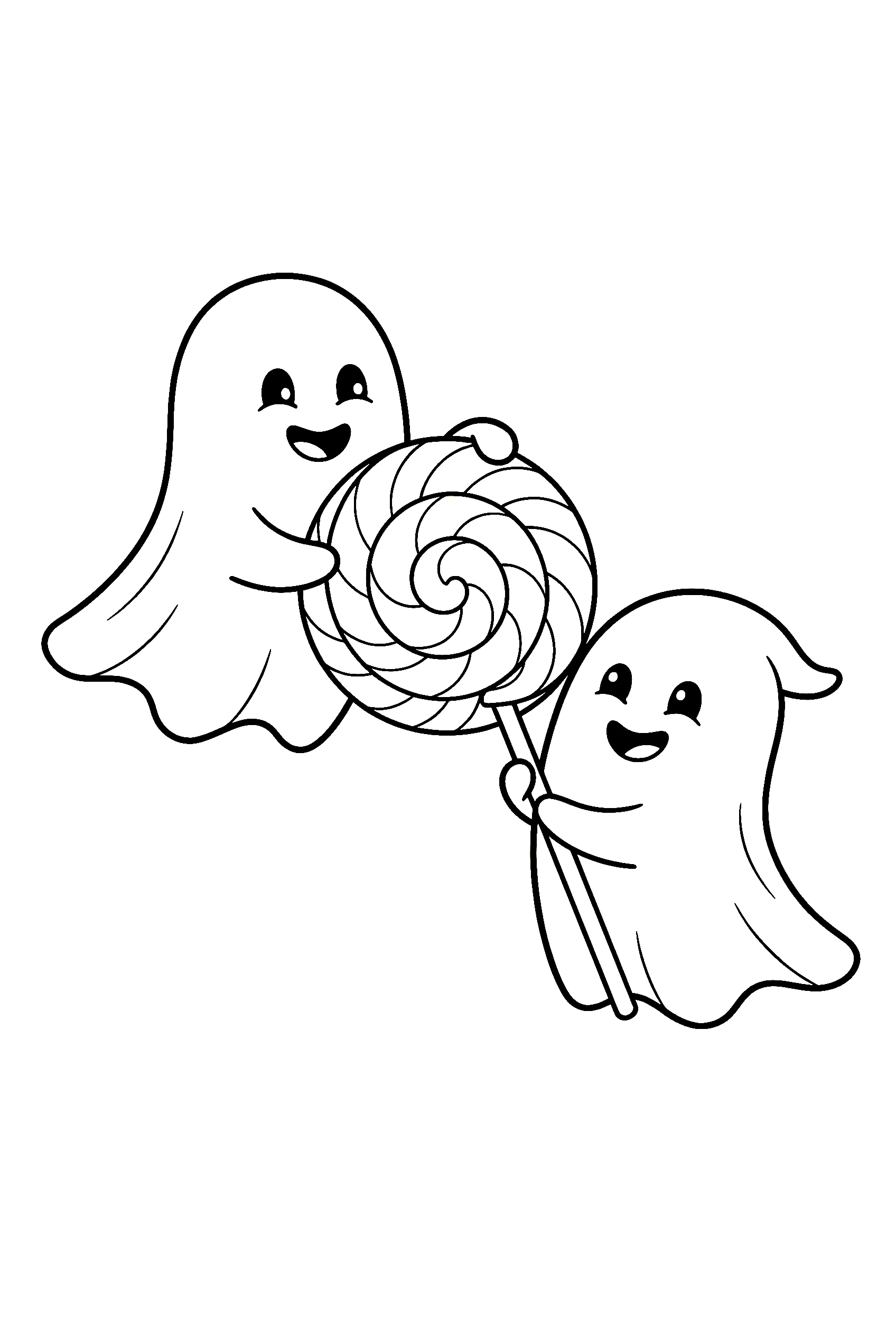 ghosts sharing candy illustration template