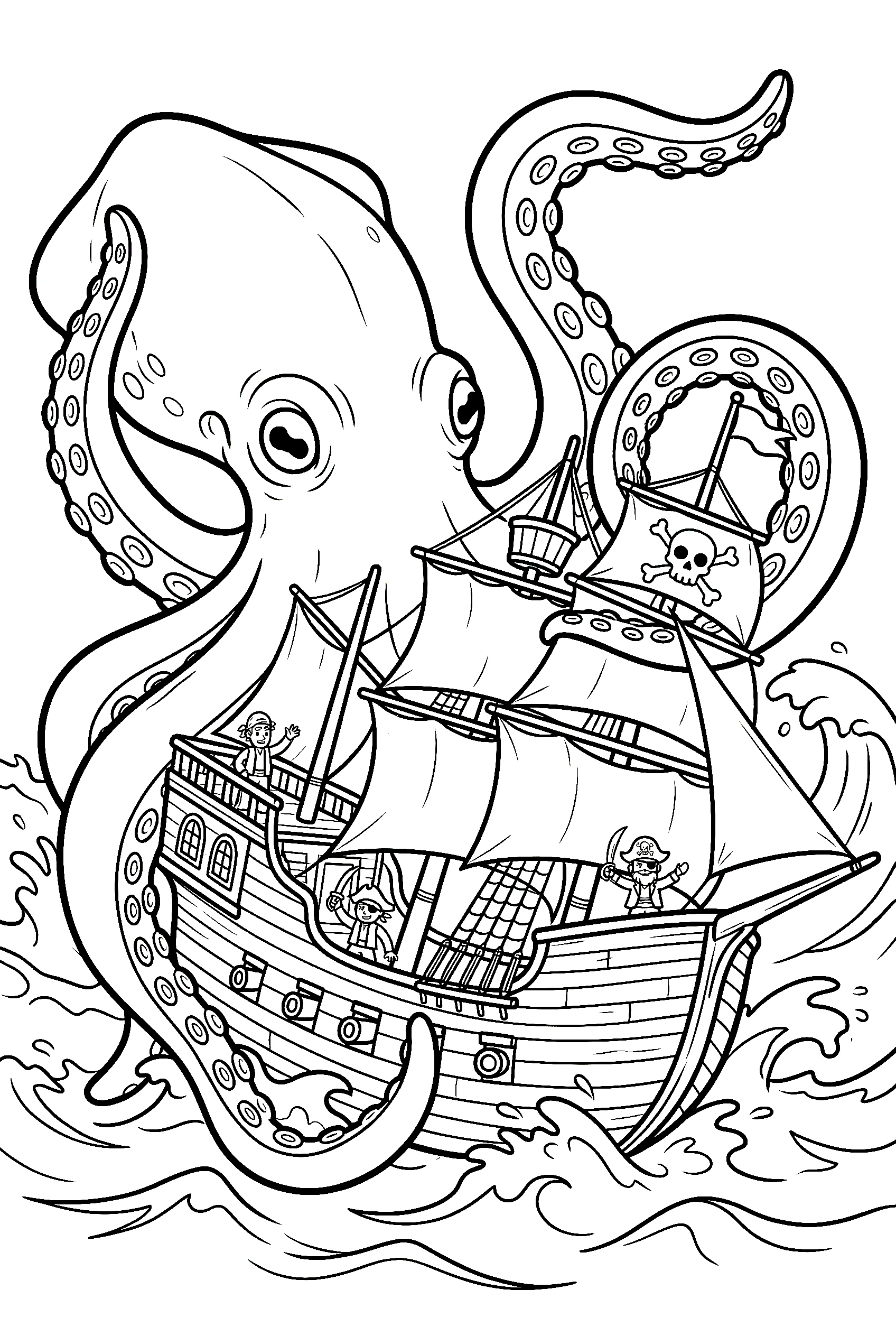 giant kraken sea creatures coloring pages