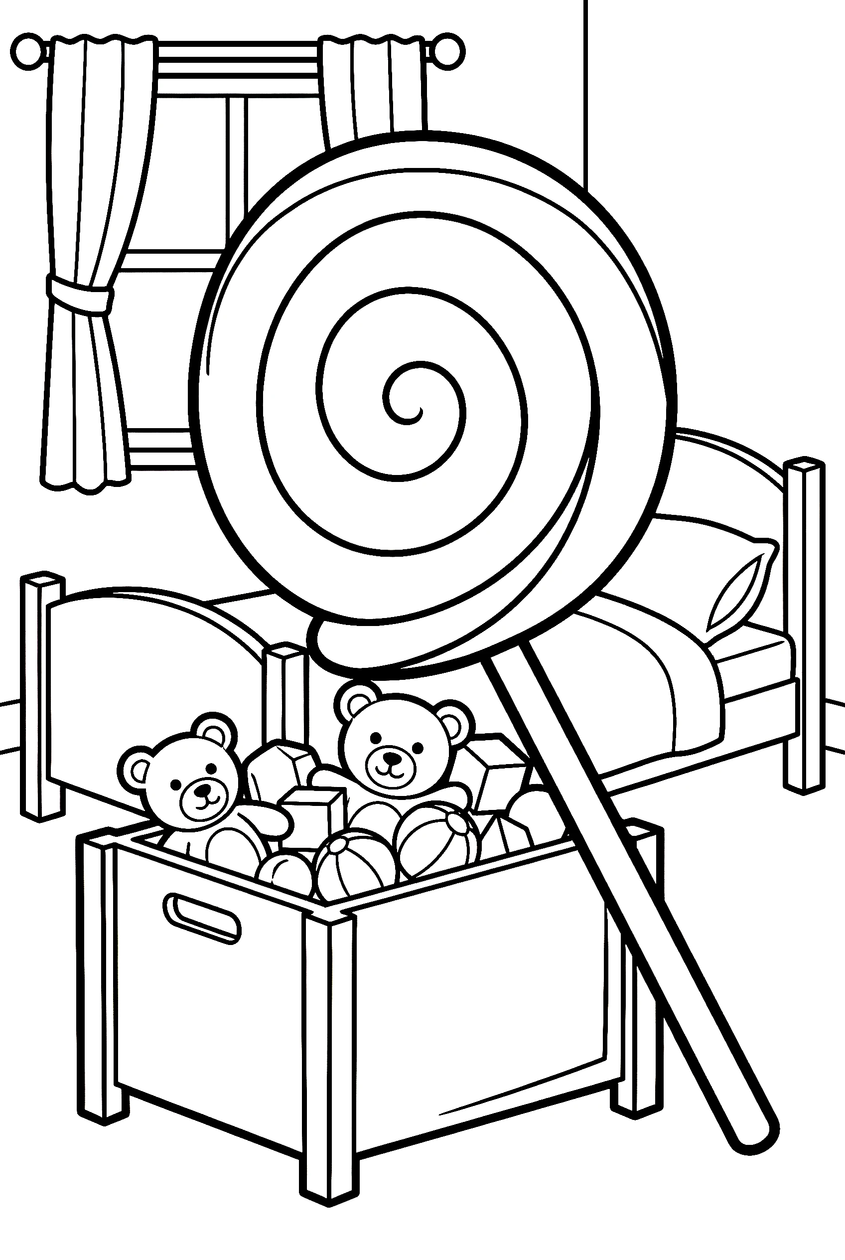 giant lollipop against toybox coloring pages