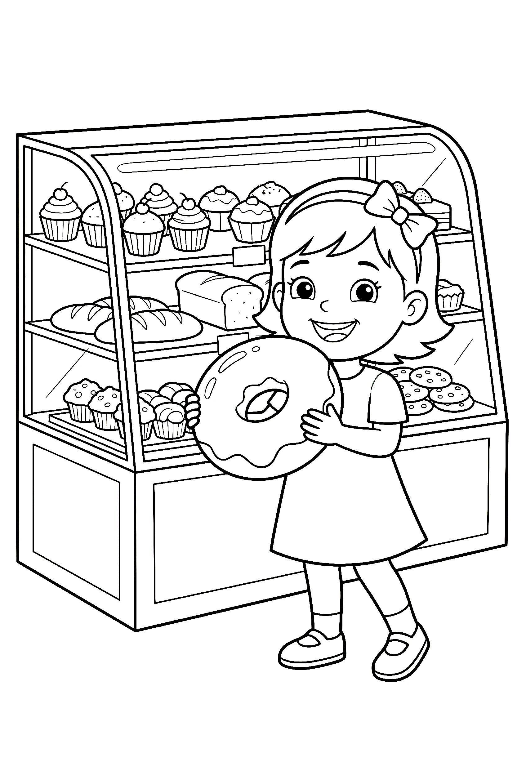 girl at bakery counter coloring pages