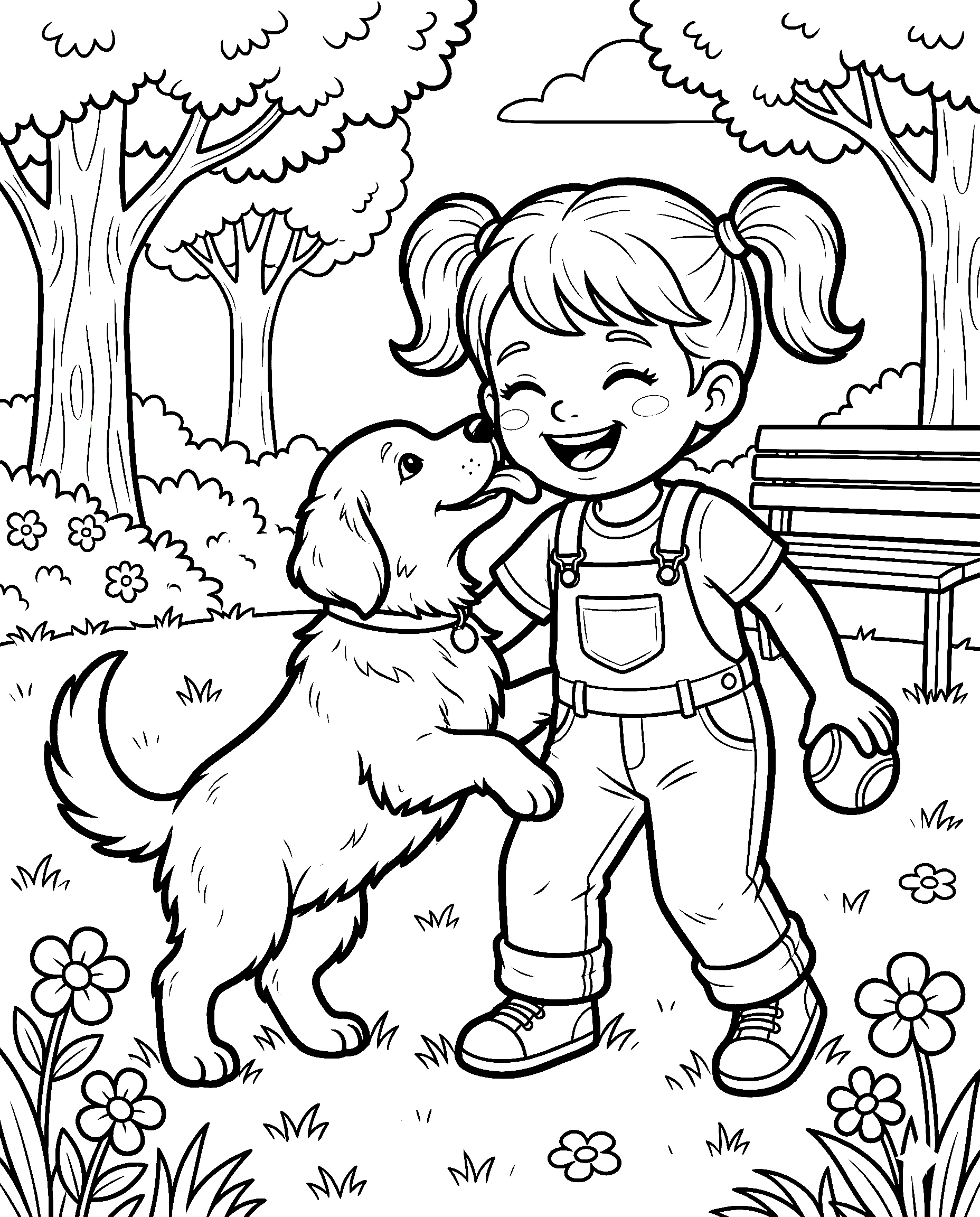girl coloring pages with puppy