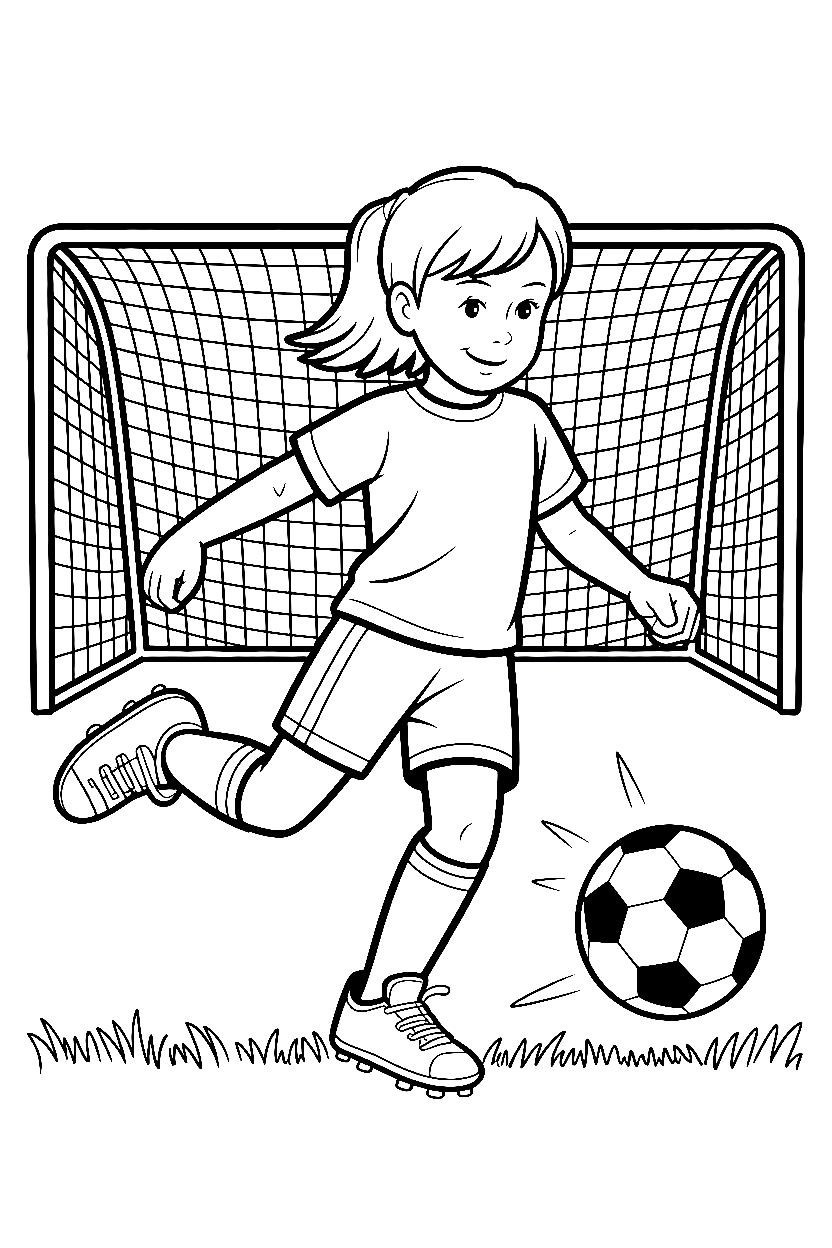 girl soccer practice field coloring pages
