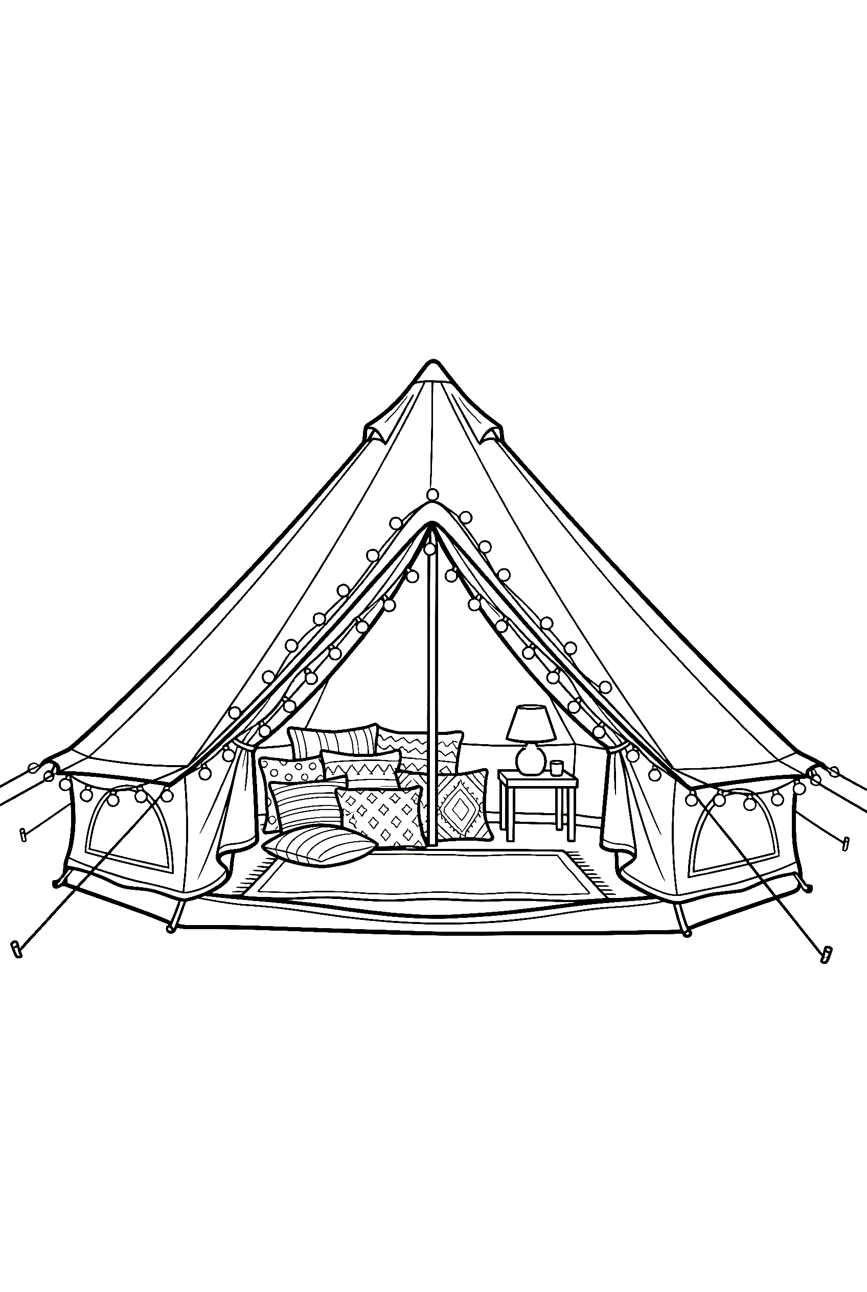 glamping tent camping coloring pages