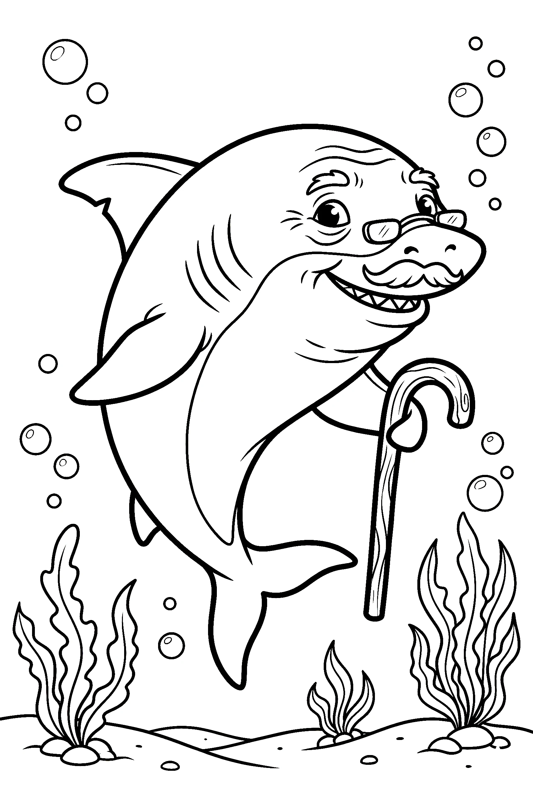 grandpa shark green coloring pages