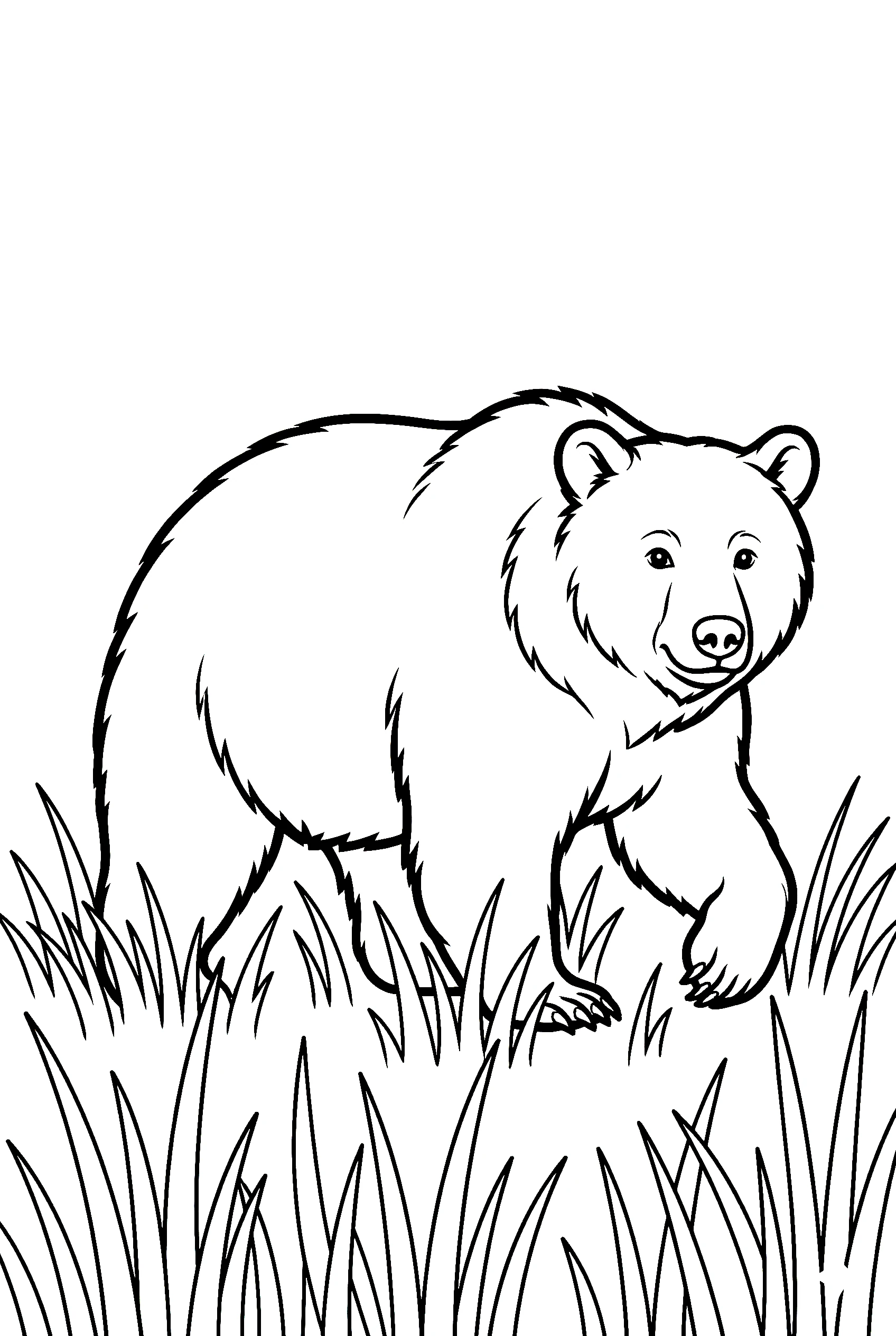 grizzly bear walking grassland printable sheet