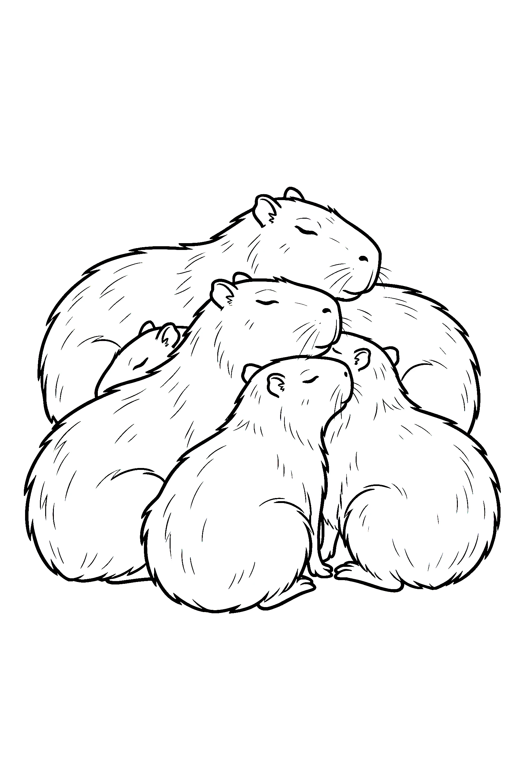 group of capybaras coloring pages