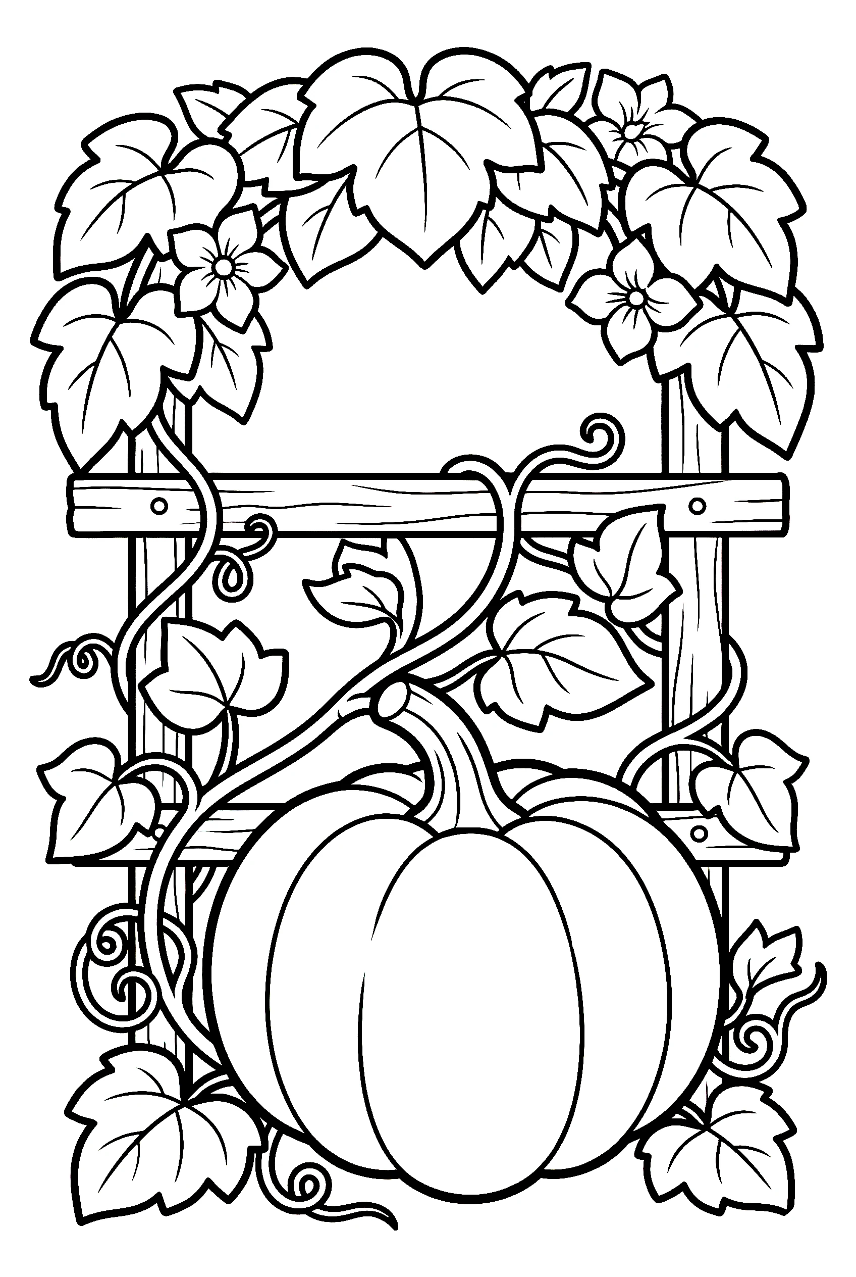 growing pumpkin leaf canopy trellis coloring pages