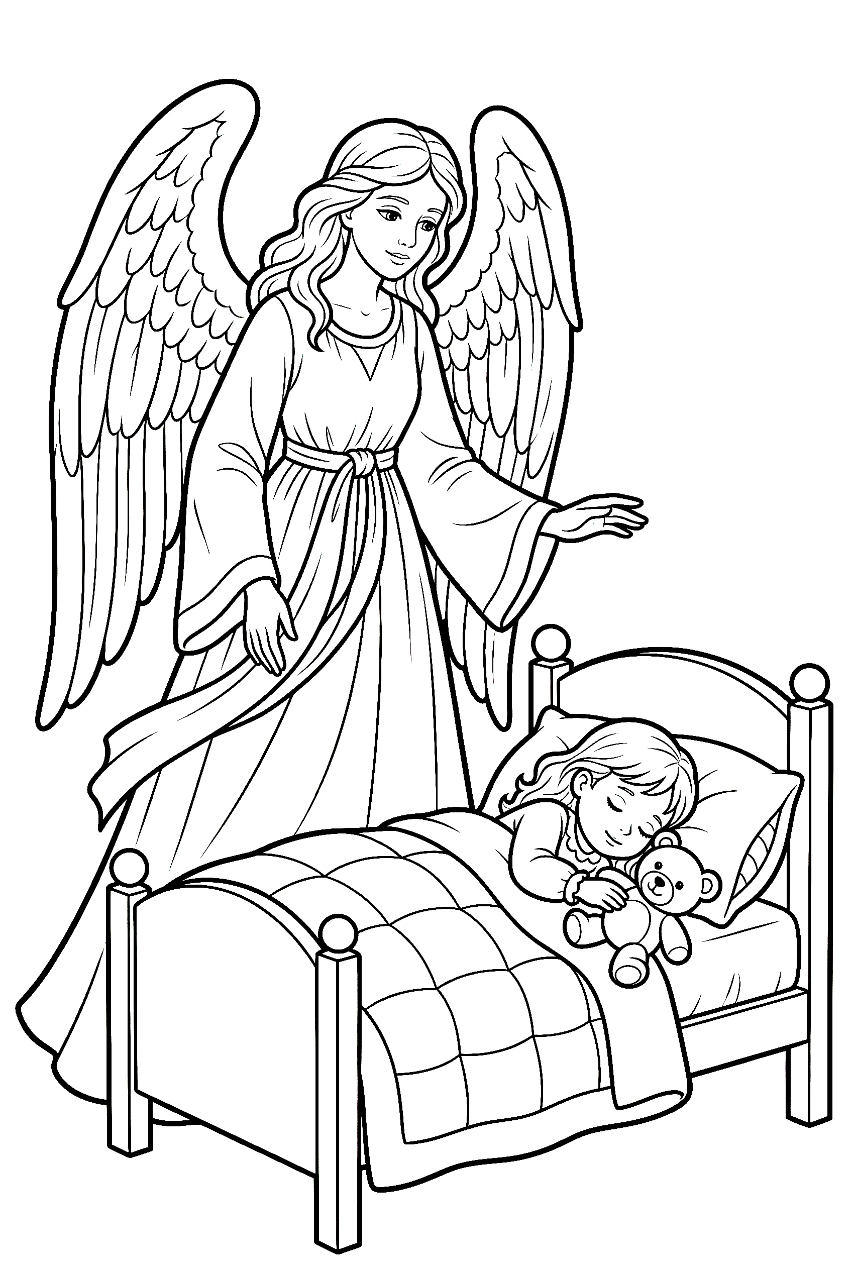 guardian angel watching child printable sheet