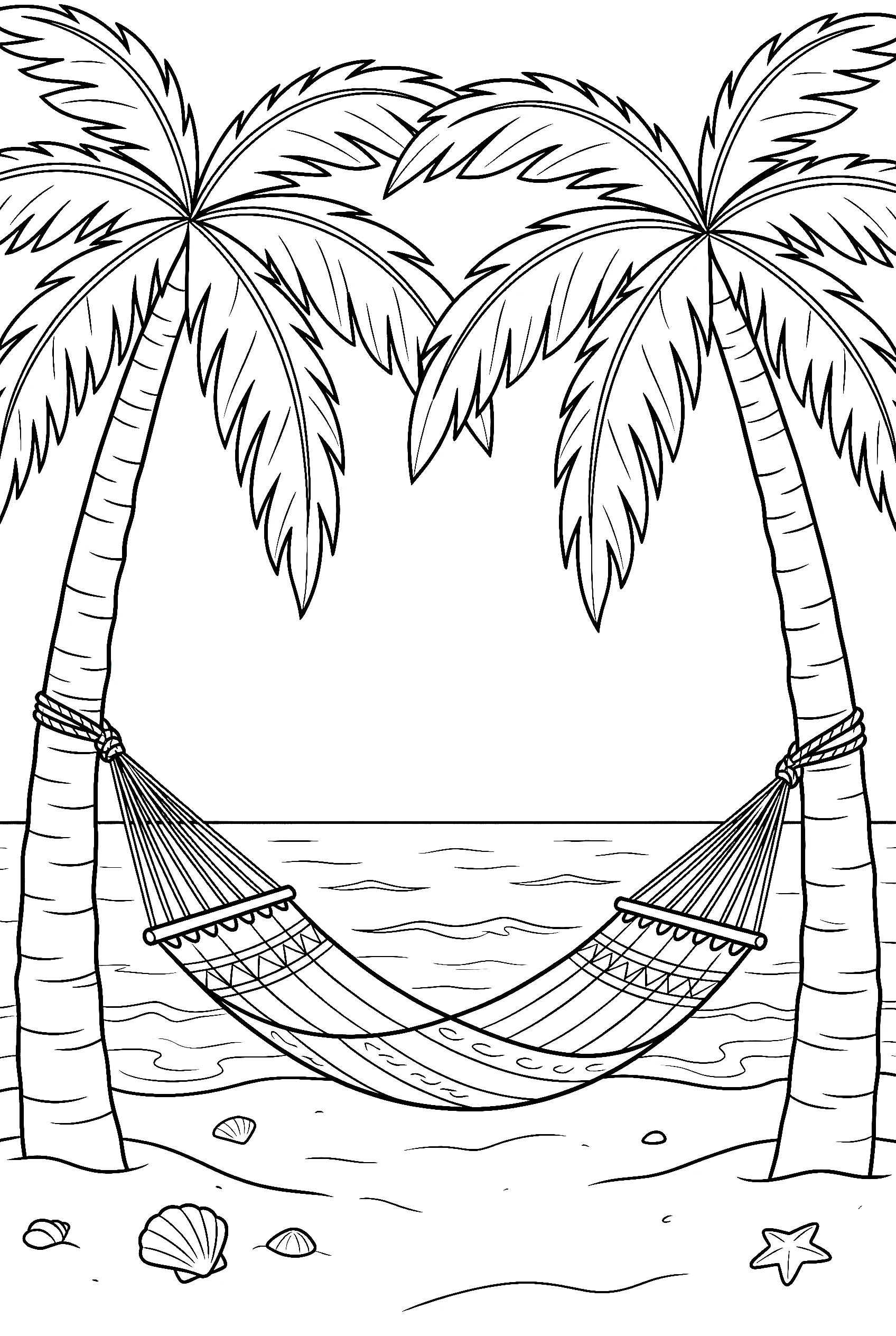 hammock relaxing beach drawing for kids
