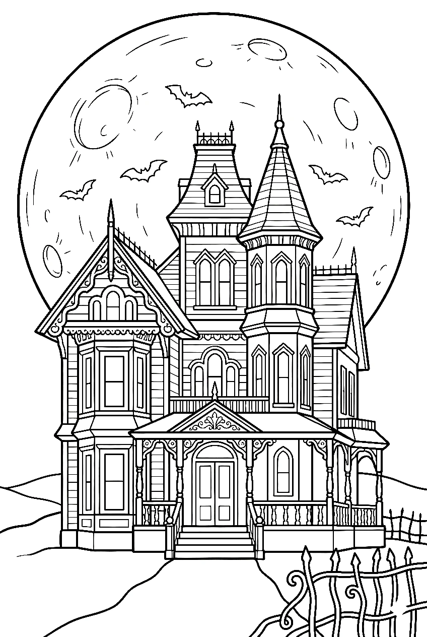 haunted house coloring pages