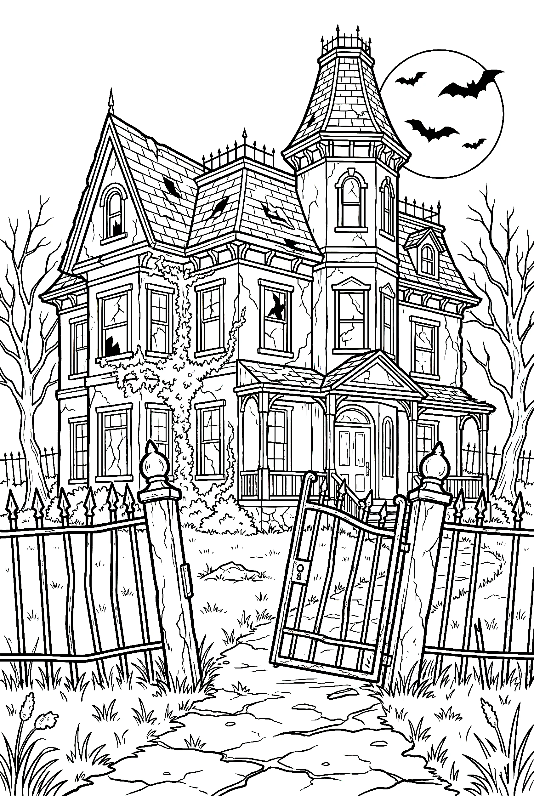 haunted house mansion tower coloring pages