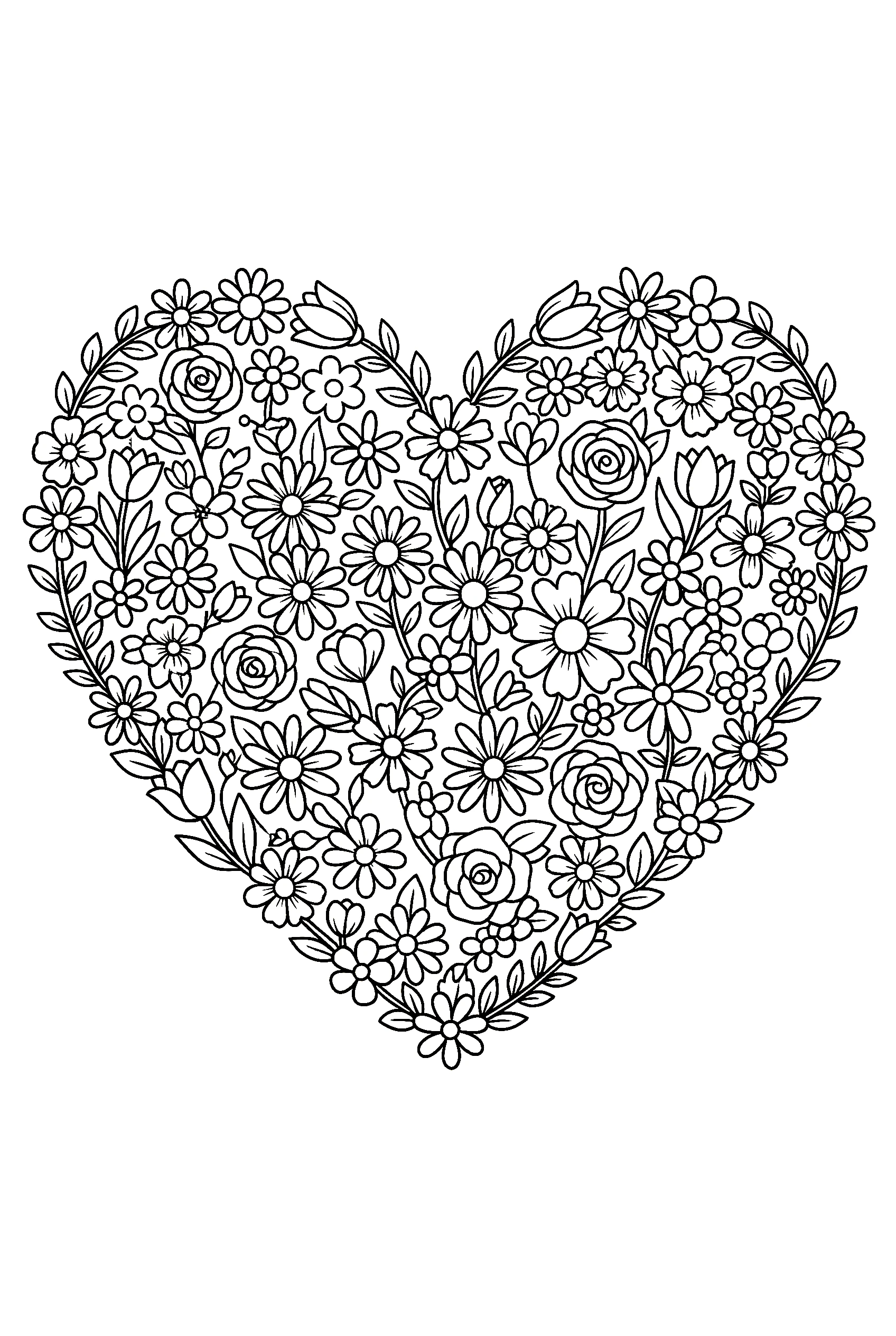 heart shape floral coloring pages