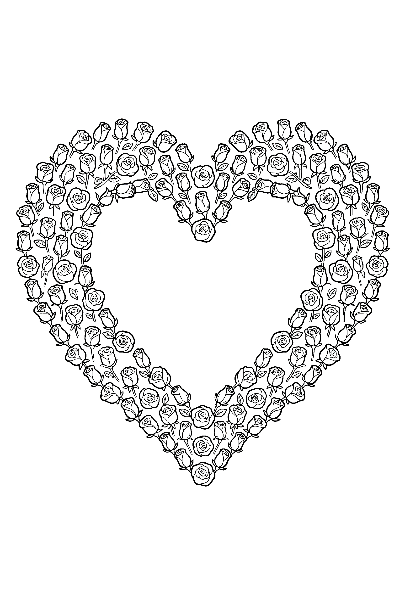 heart shape roses coloring pages