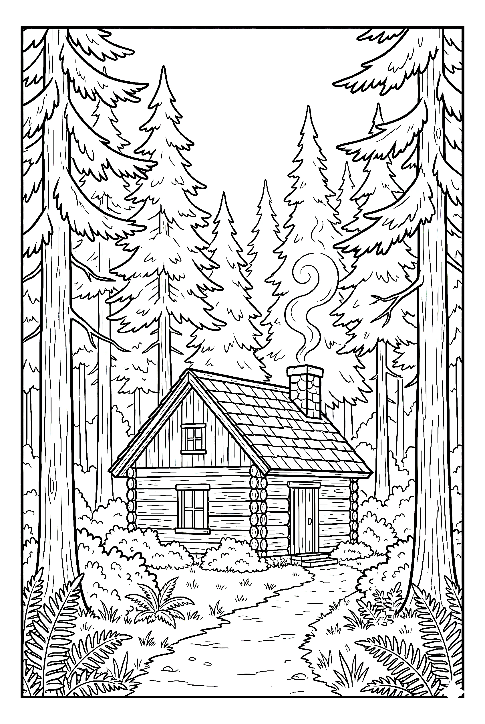 hidden cabin forest coloring pages