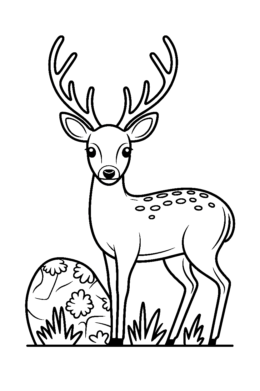 holding beside boulder deer coloring pages