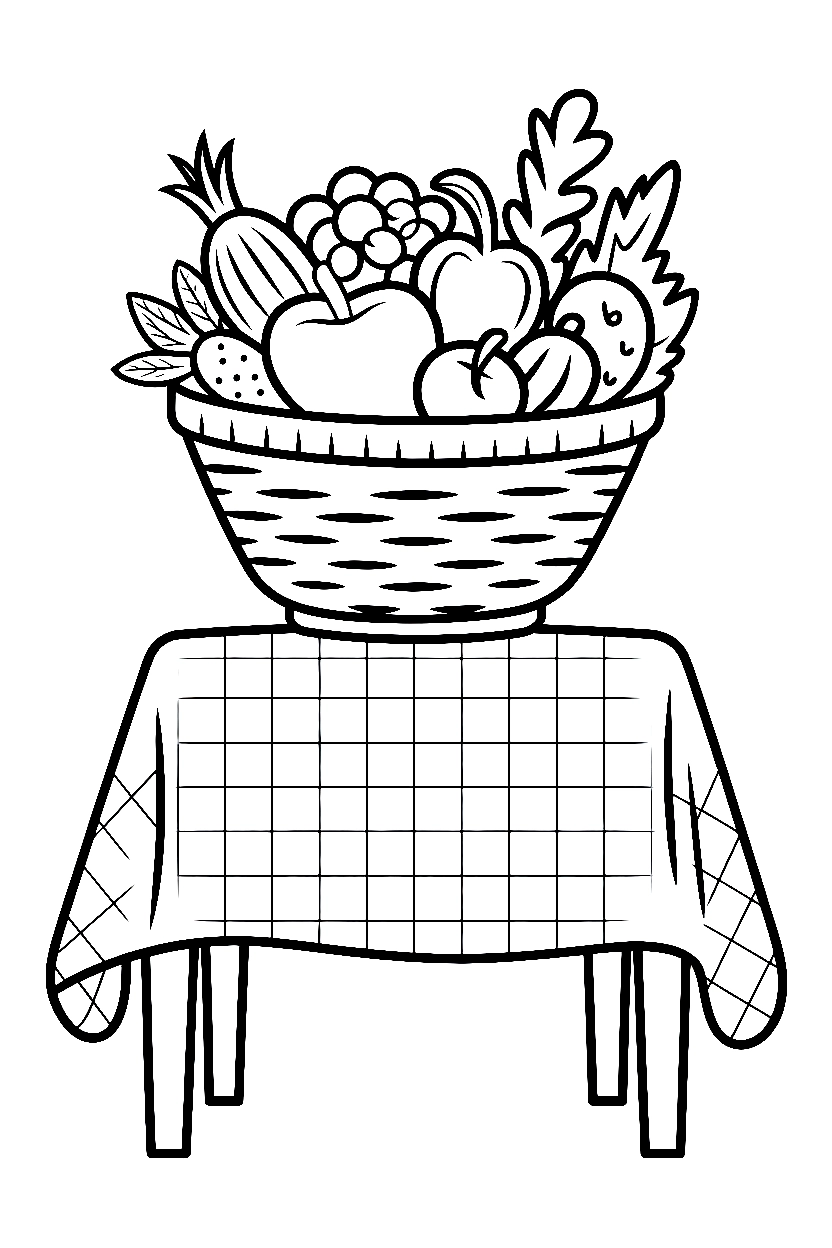 holding cornucopia tablecloth coloring pages