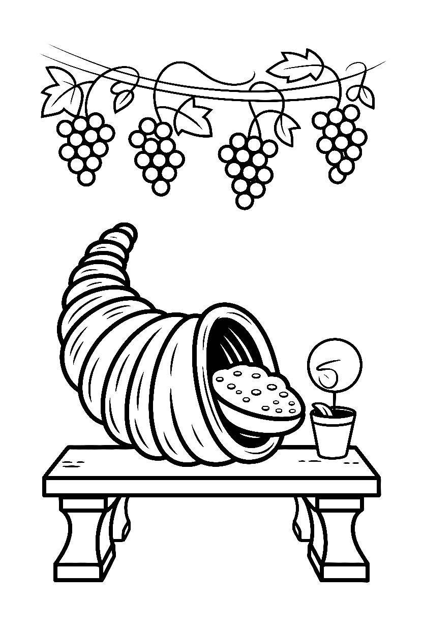 holding position cornucopia bench coloring pages