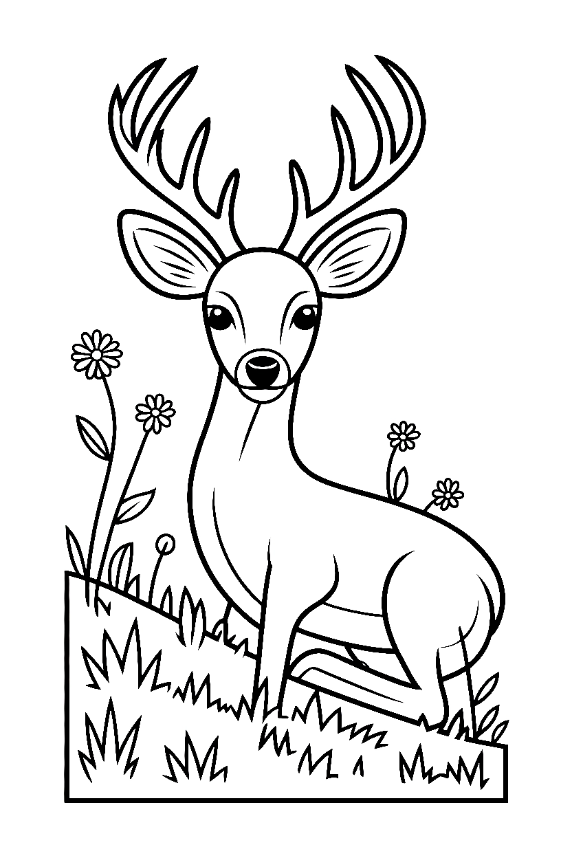 holding position deer hillside drawing