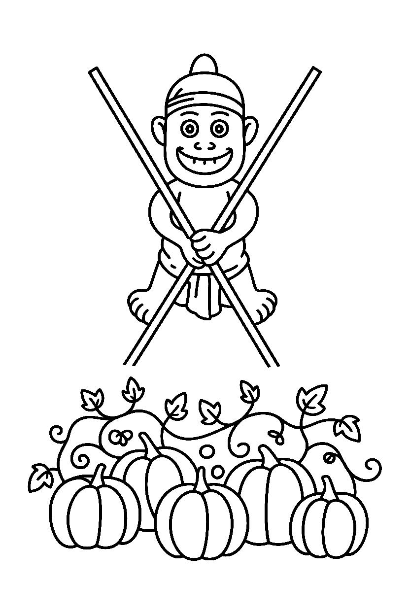 holding position scarecrow pumpkin patch coloring pages