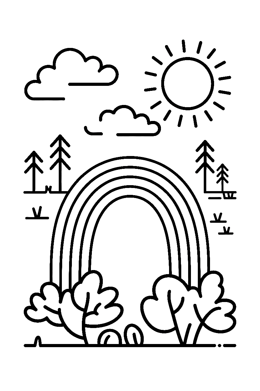 horizon line trees drawing