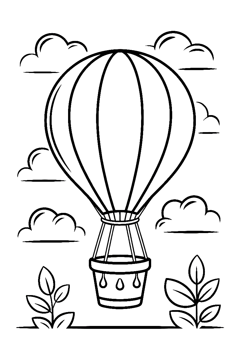 hot air balloon cloud formations coloring pages