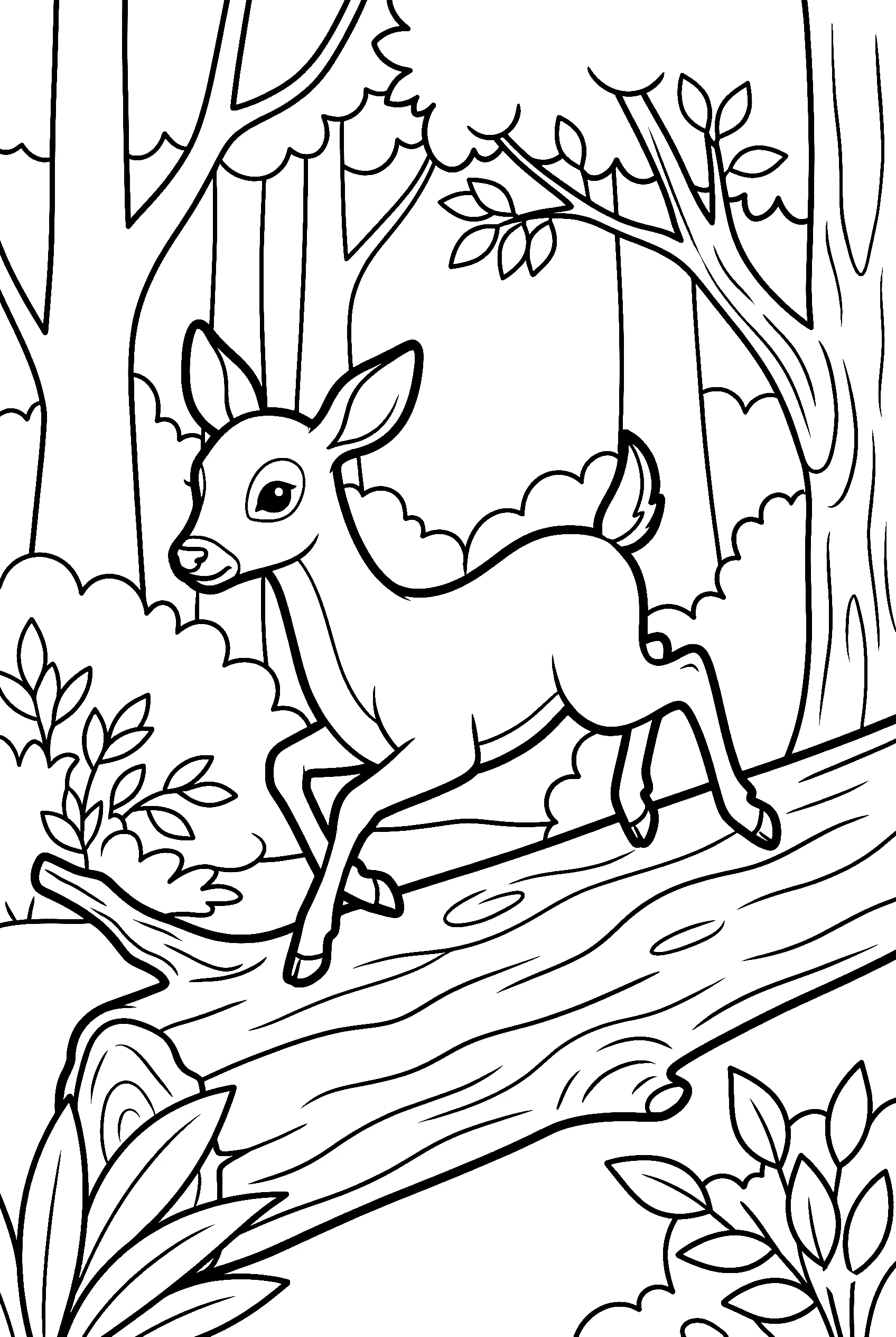 jumping deer forest coloring pages
