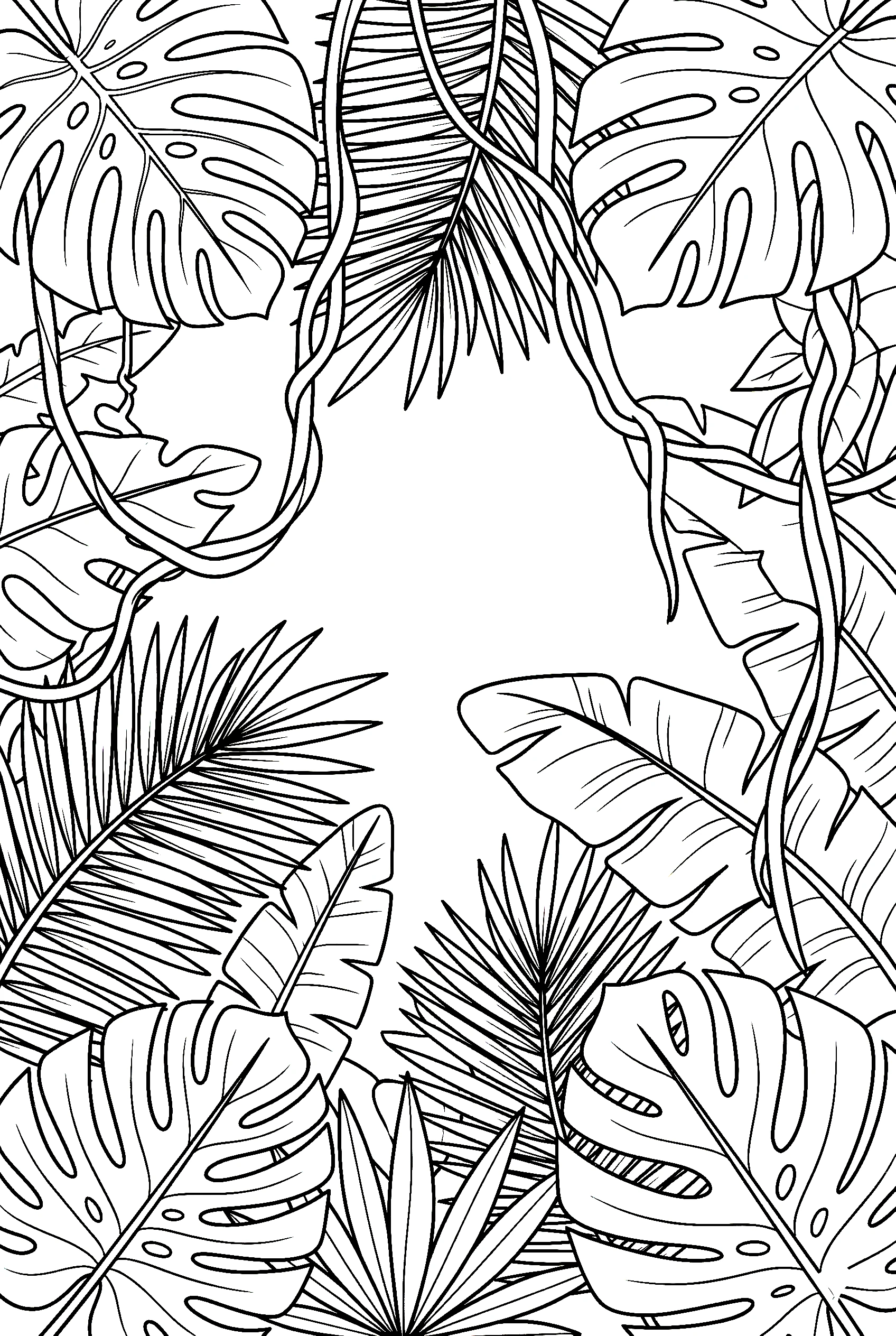 jungle leaves nature coloring pages