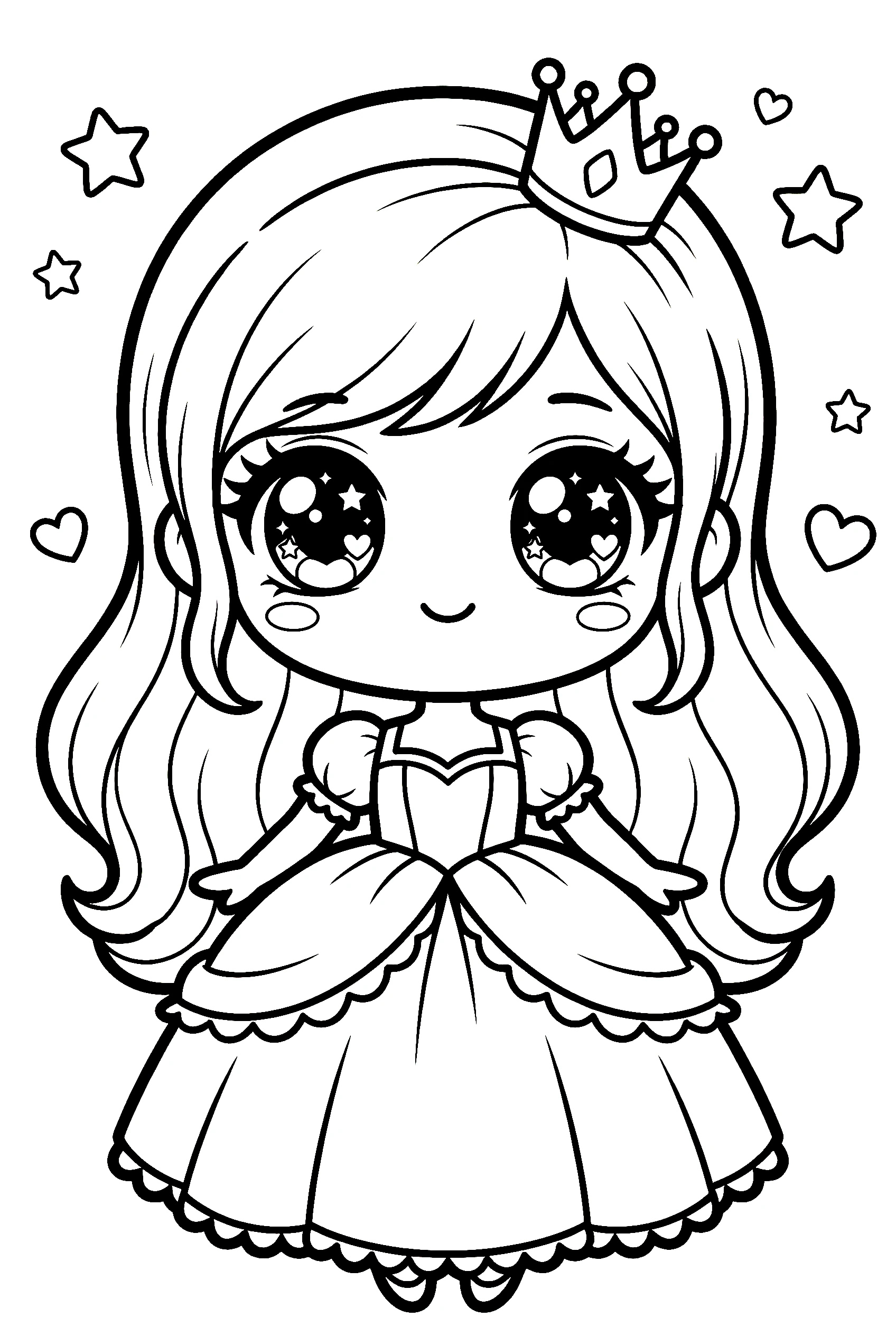 kawaii chibi princess coloring pages