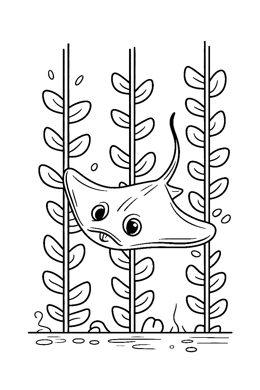 kelp forest stingray scene printable sheet