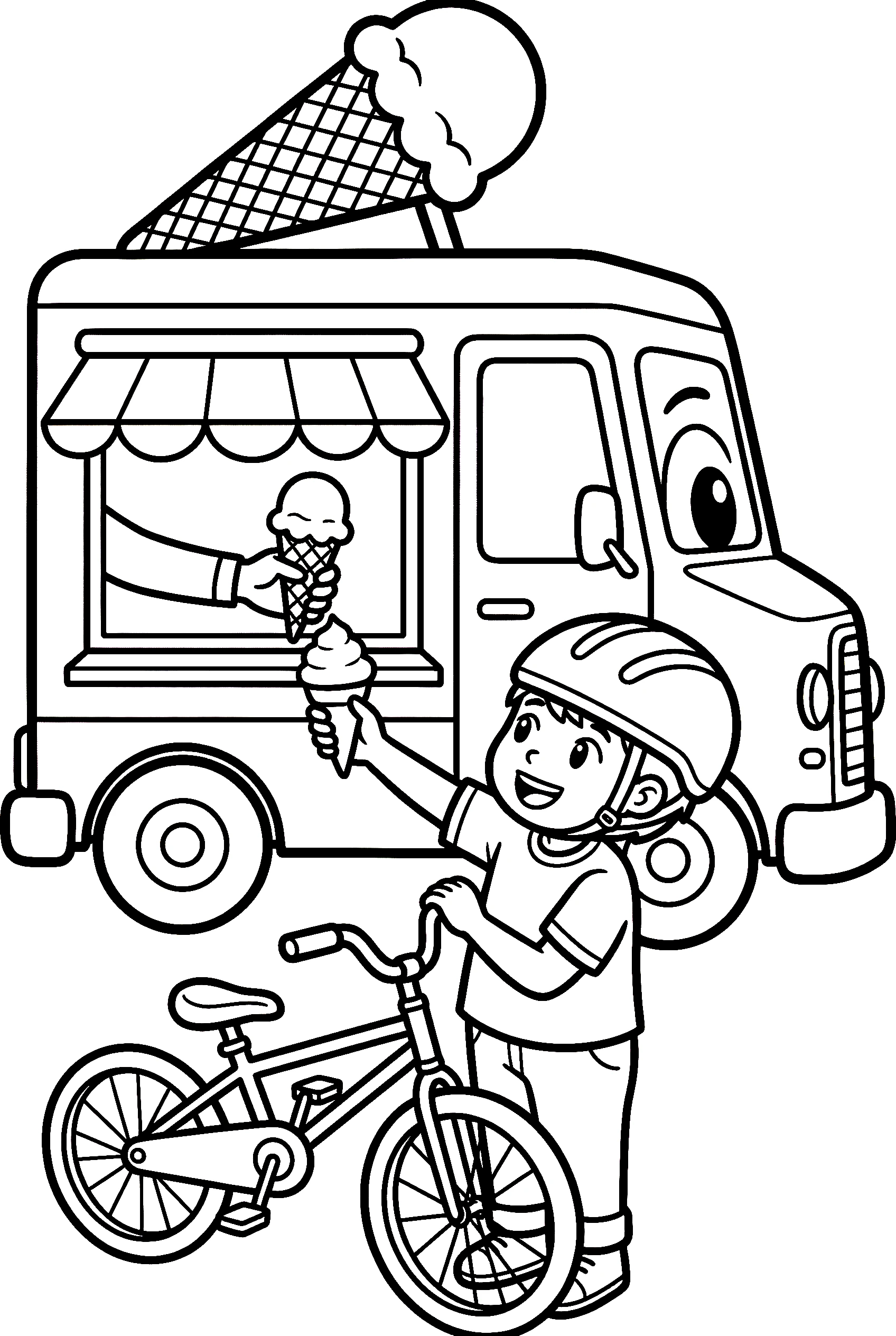 kid at ice cream truck coloring pages