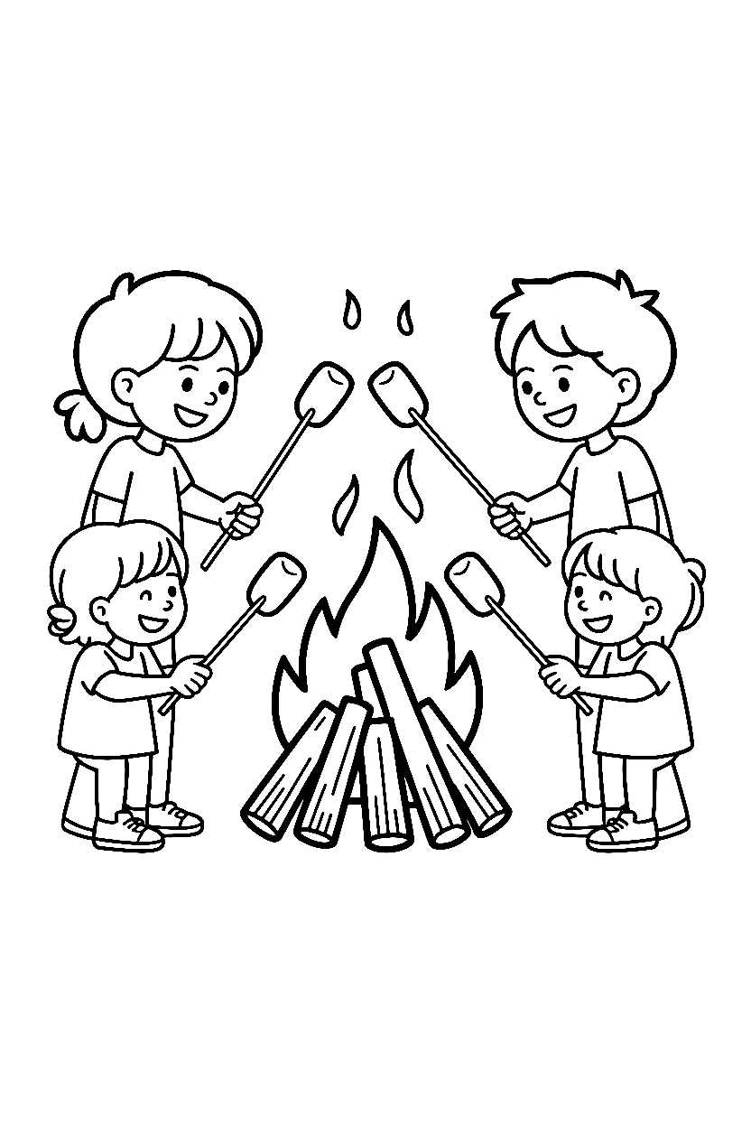 kids campfire roasting sticks firewood printable sheet