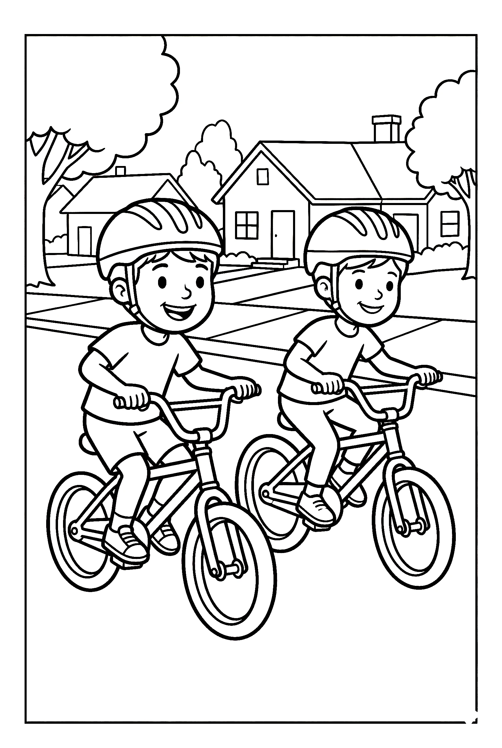 kids racing bikes coloring pages