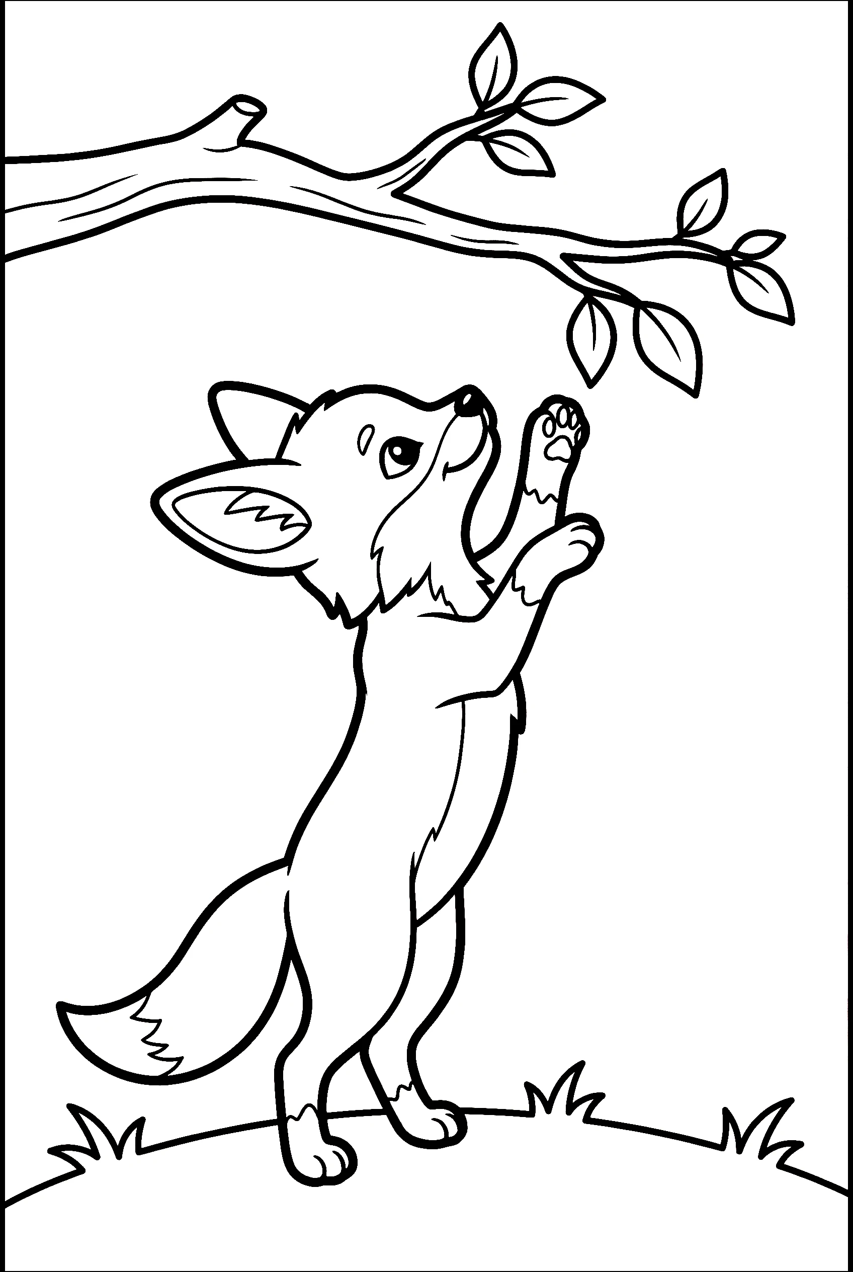 kit fox reaching branch printable sheet