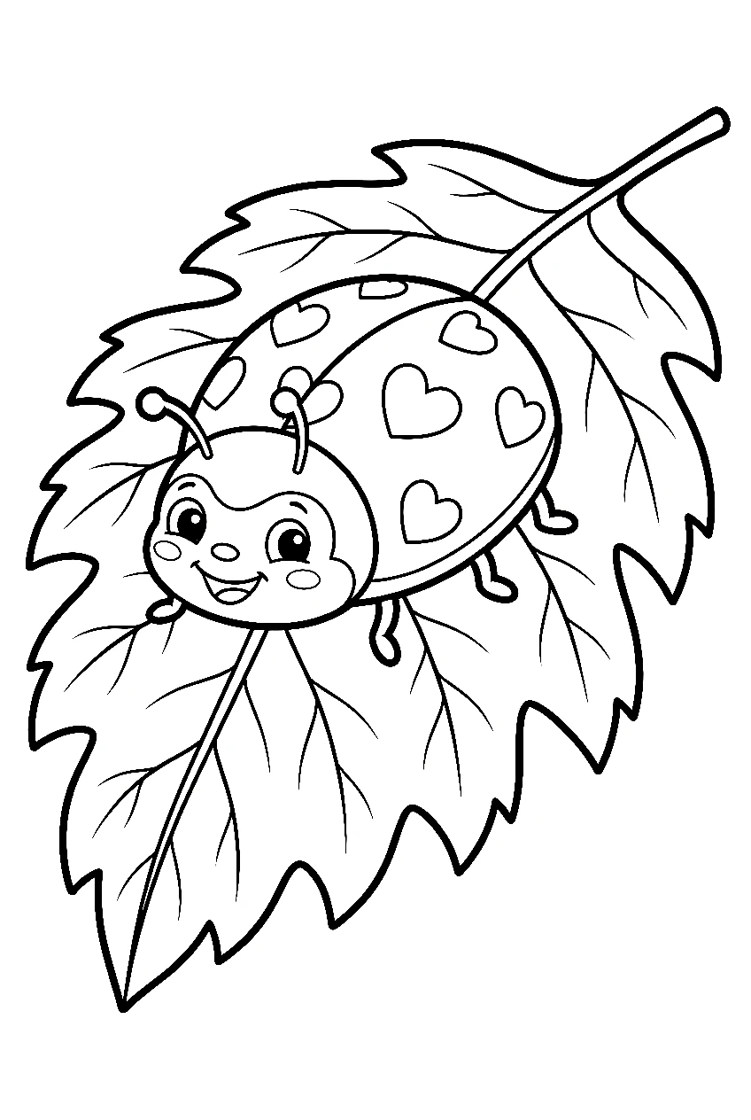 ladybug leaf garden coloring pages