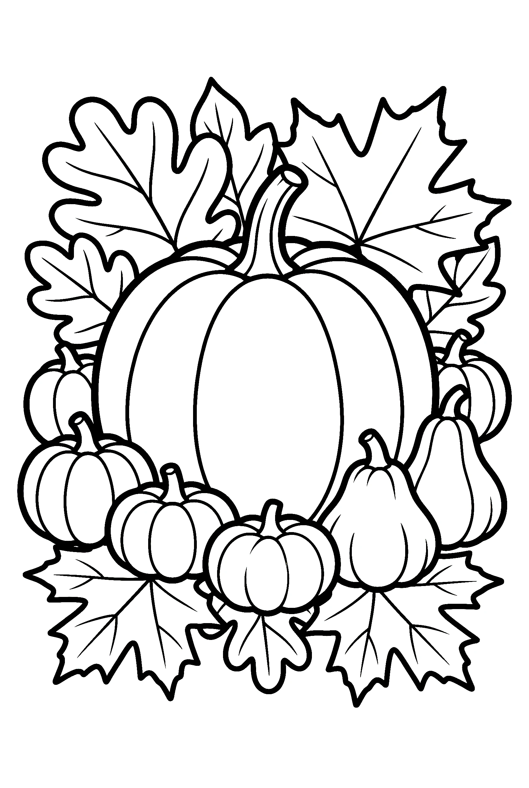 large pumpkin miniature varieties leaves illustration template