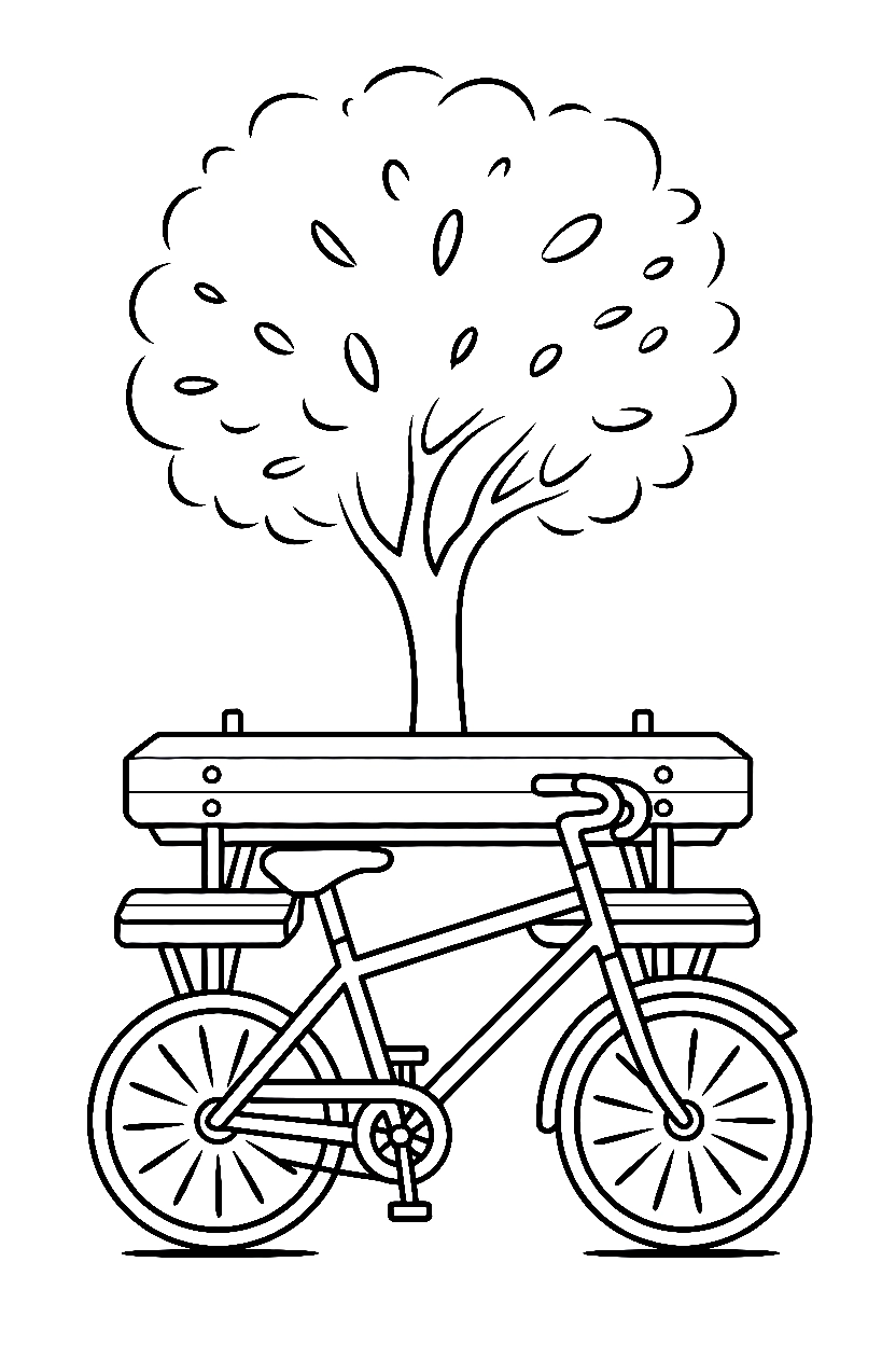 leaning beside table bicycle drawing