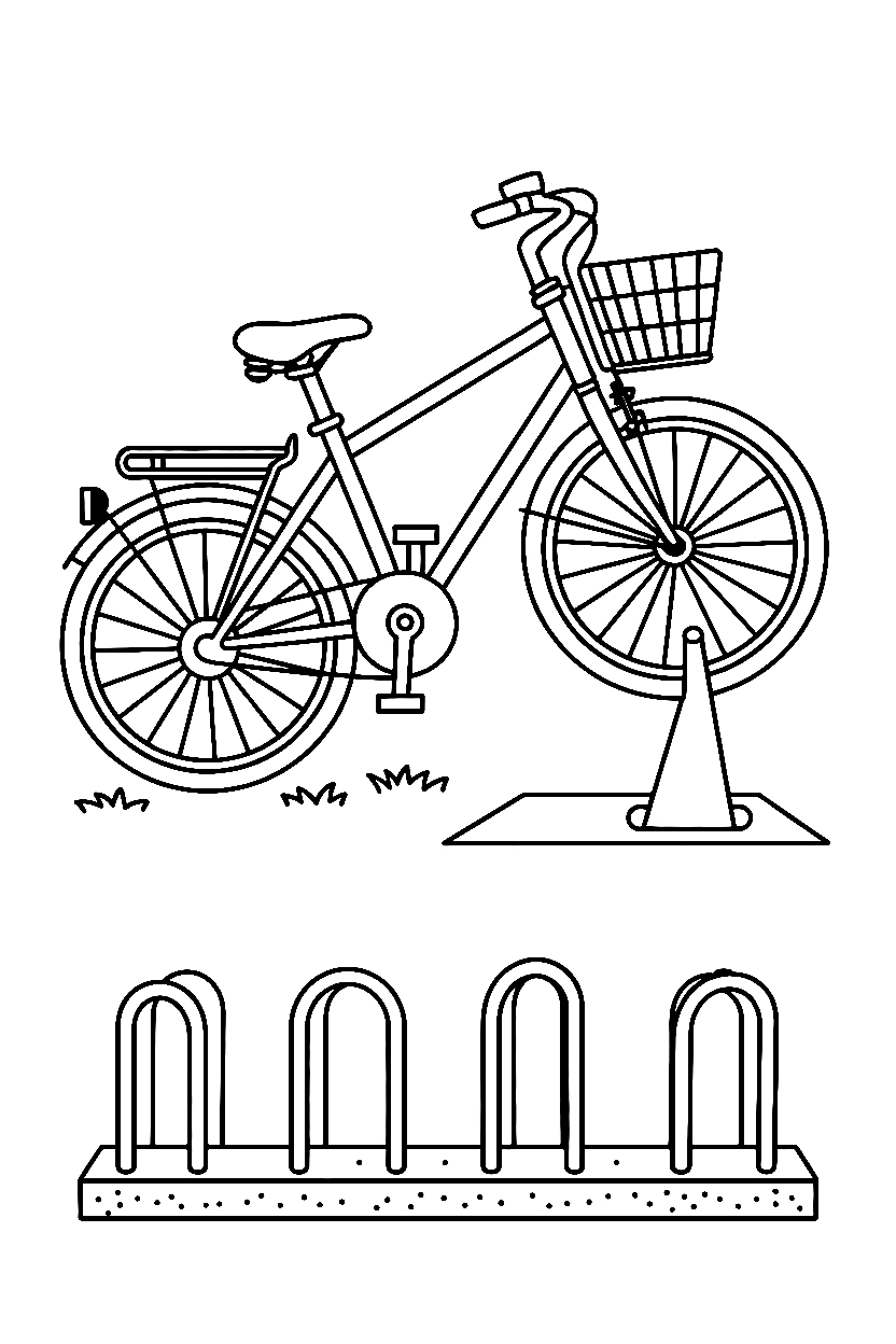 leaning bicycle bike rack printable sheet