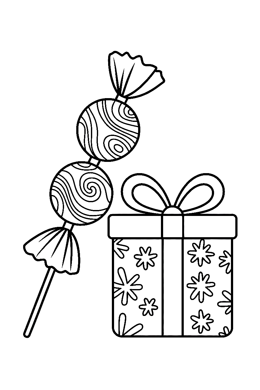 leaning candy gift box drawing